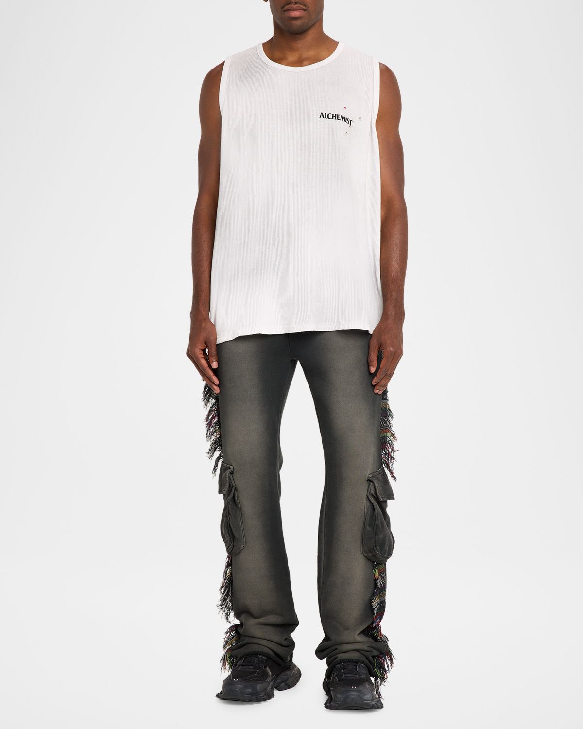 Alchemist Men 's Cotton Know U Rider Fringed Cargo Sweatpants | Thumbnail 4 Alchemist Men 's Cotton Know U Rider Fringed Cargo Sweatpants | Thumbnail 4