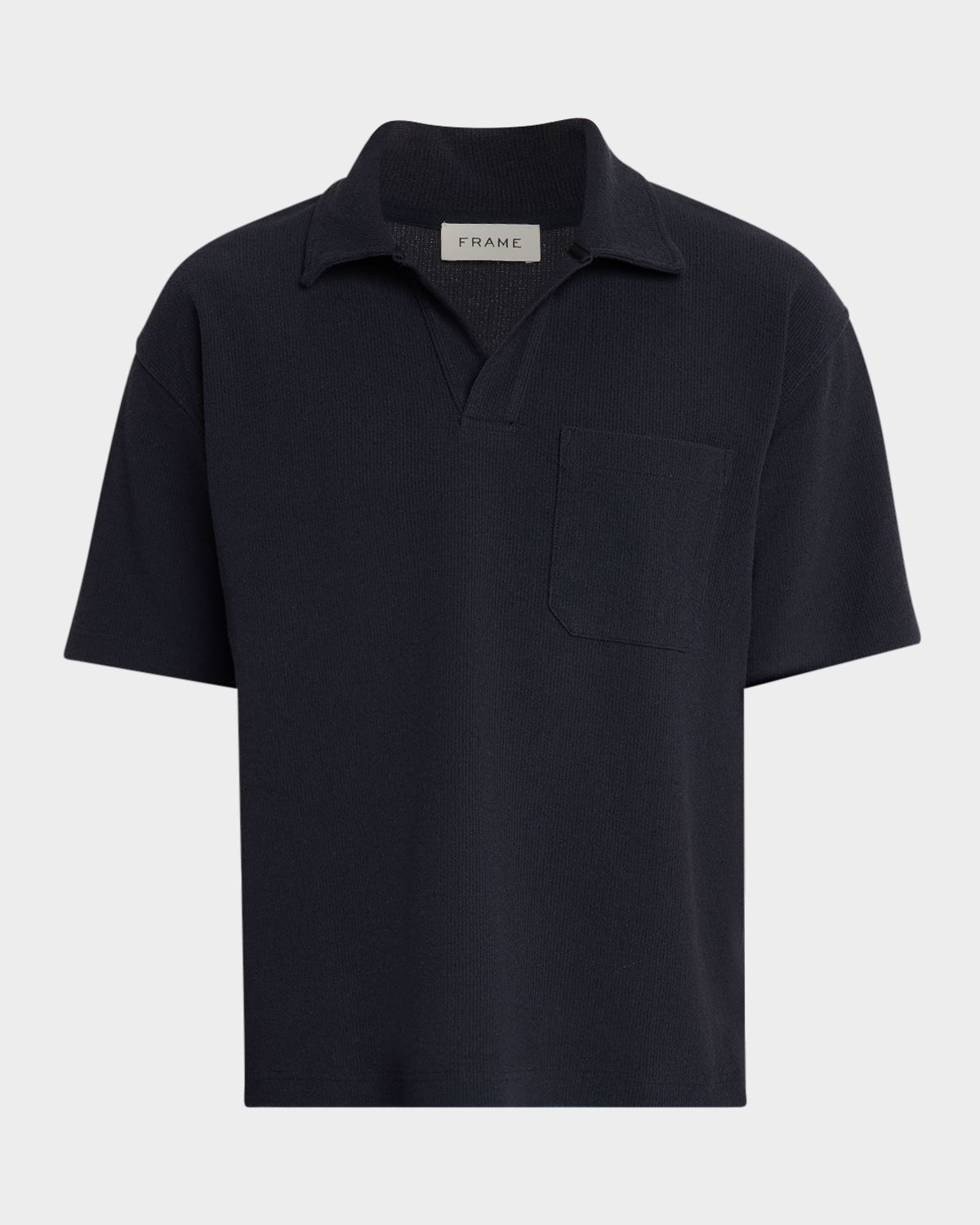 FRAME Men 's Textured Johnny Collar Polo Shirt