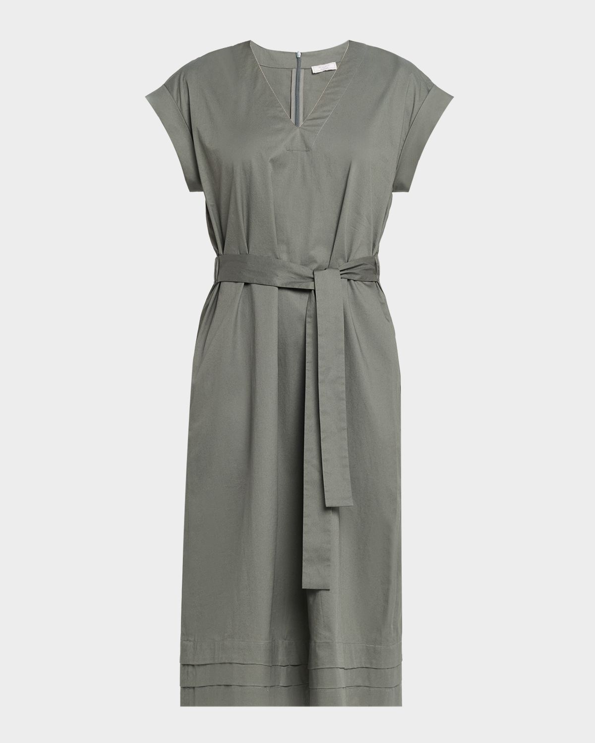Peserico Belted Cap-Sleeve Cotton Midi-Dress | Thumbnail 6 Peserico Belted Cap-Sleeve Cotton Midi-Dress | Thumbnail 6