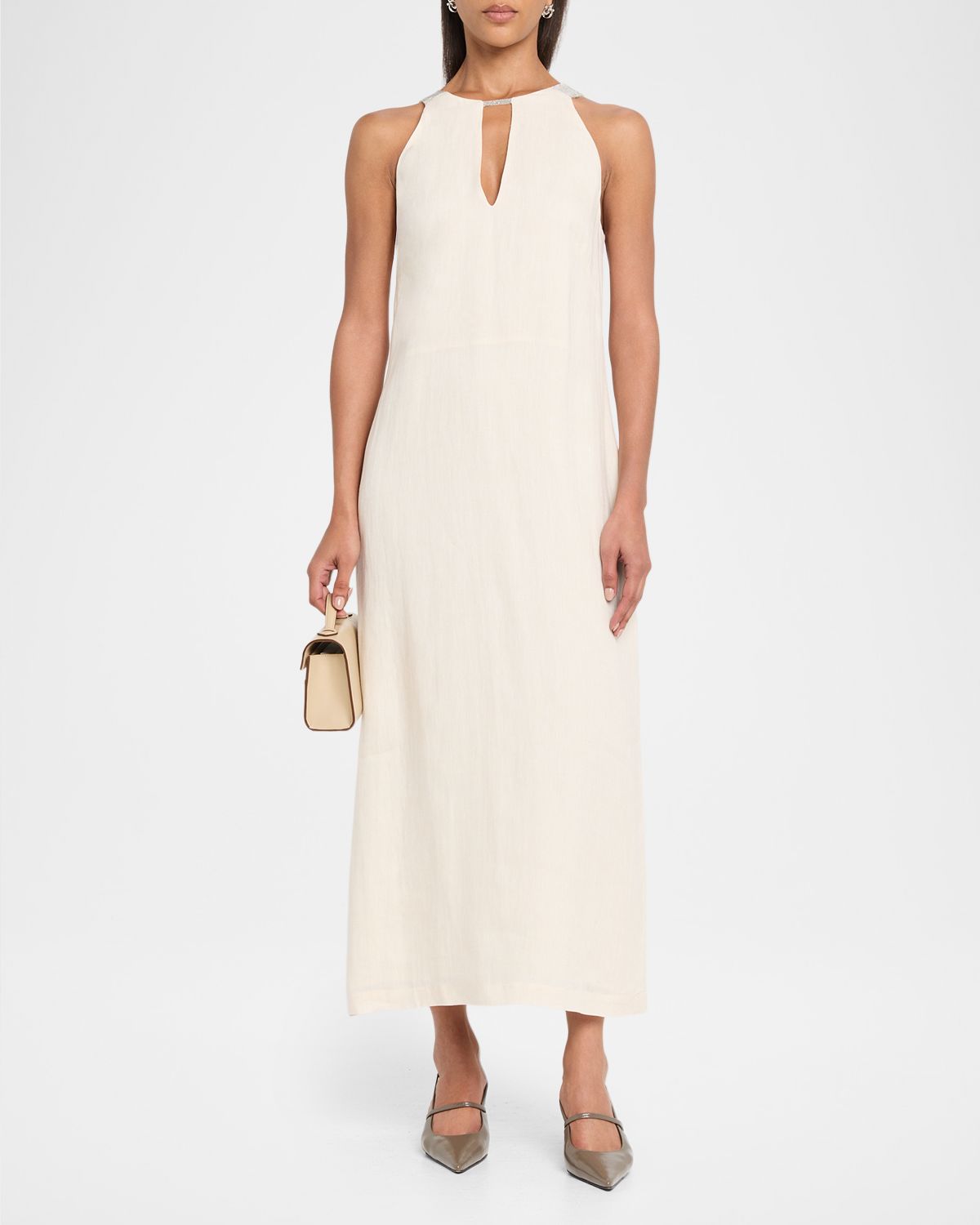 Peserico Sleeveless Cutout Linen Midi Dress | Thumbnail 5