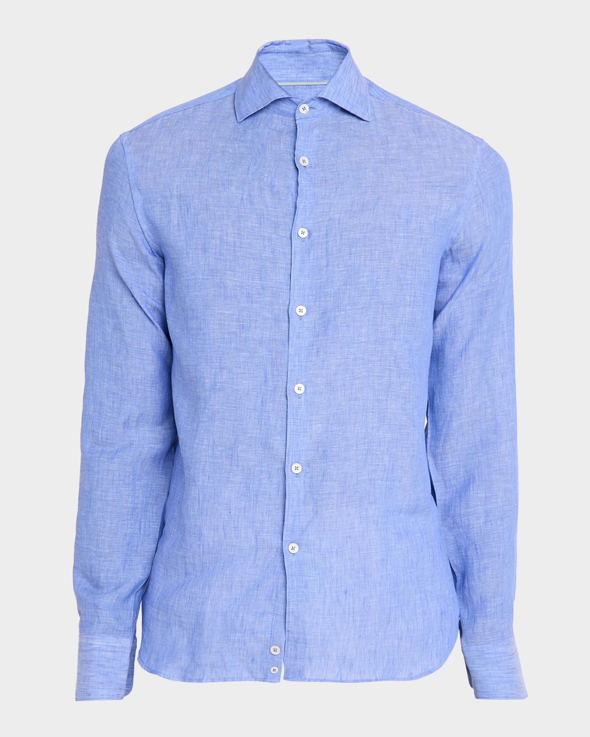 Canali Men 's Solid Linen Sport Shirt