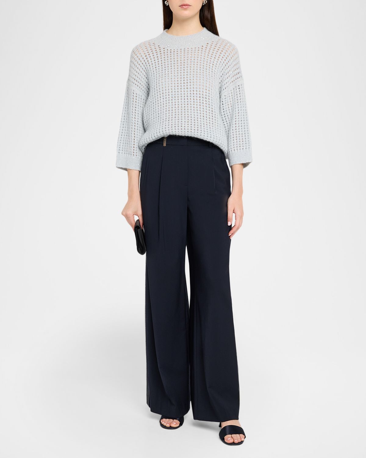 Peserico Mock-Neck Sequin Open Knit Sweater | Thumbnail 5 Peserico Mock-Neck Sequin Open Knit Sweater | Thumbnail 5