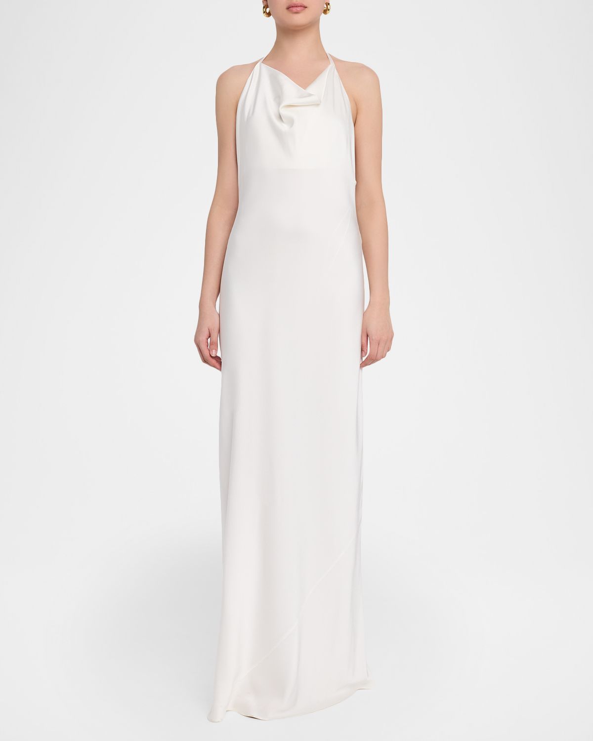 Stella McCartney Cowl-Neck Enverse Satin Backless Halter Gown