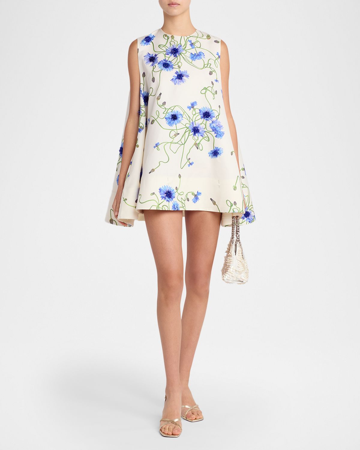Stella McCartney Embellished Twisted Floral A-Line Mini Dress