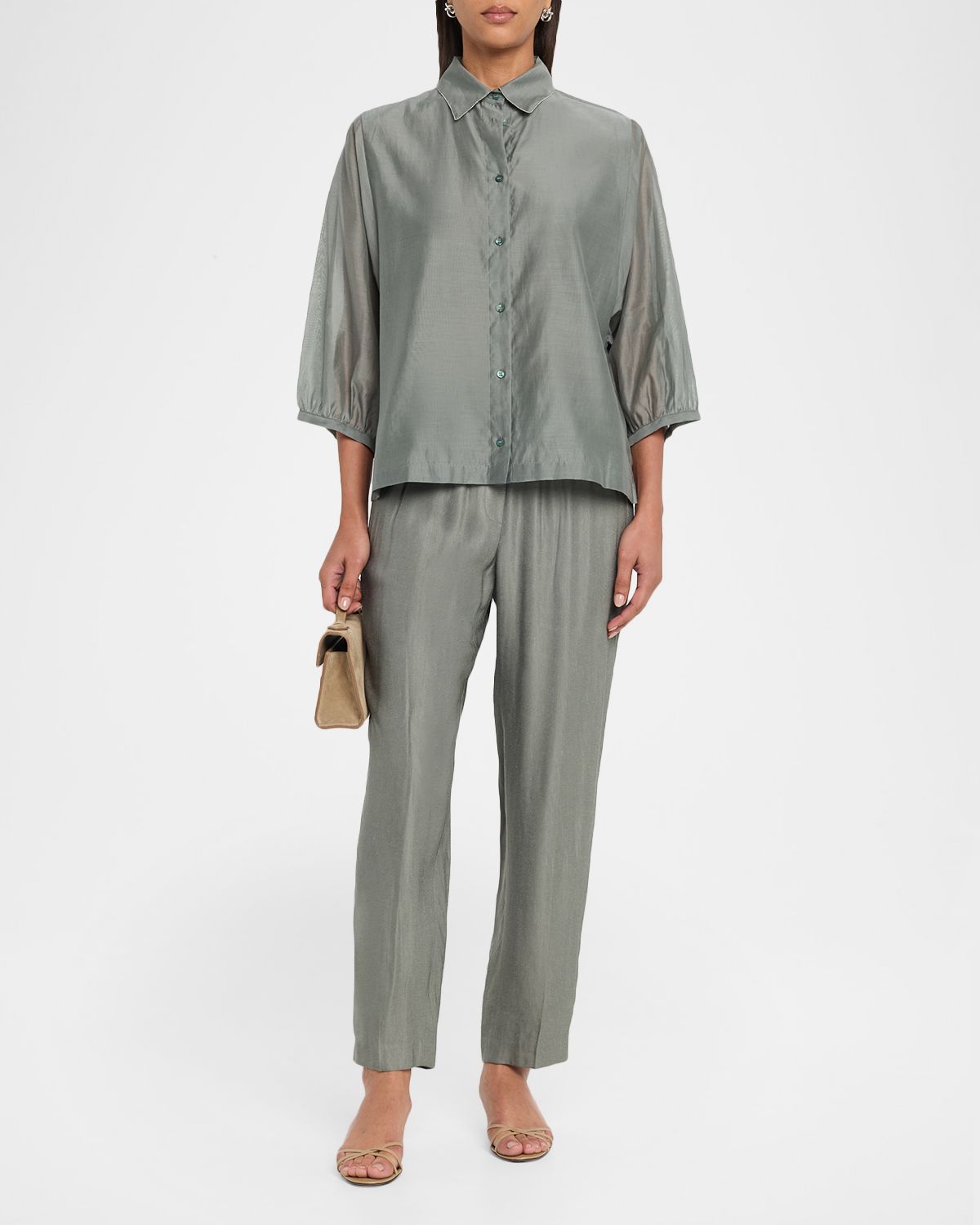 Peserico Semi-Sheer Cotton-Silk Shirt | Thumbnail 5