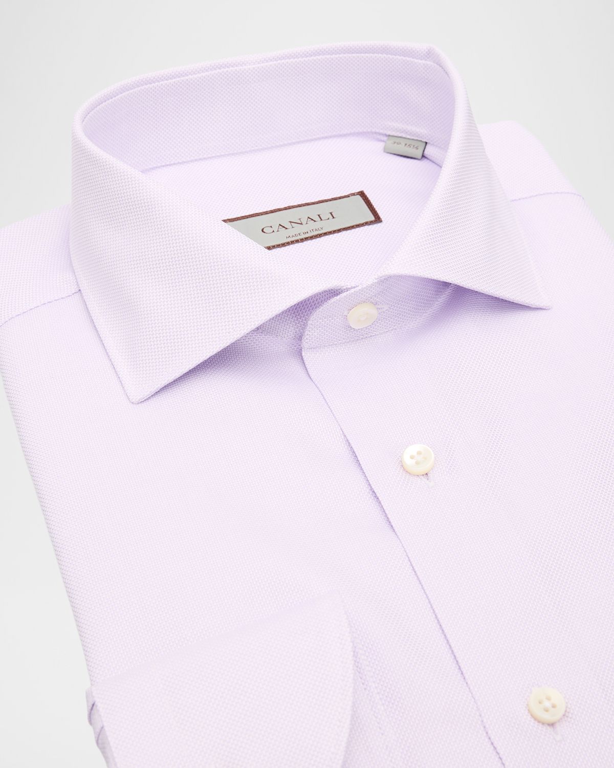 Canali Men 's Solid Cotton Dobby Dress Shirt