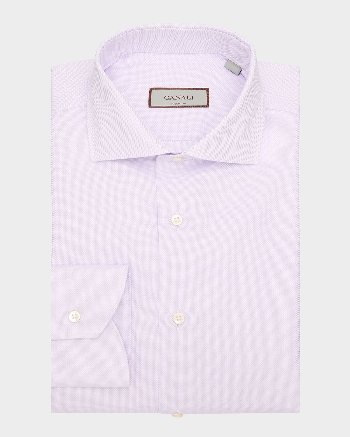 Canali Men 's Solid Cotton Dobby Dress Shirt