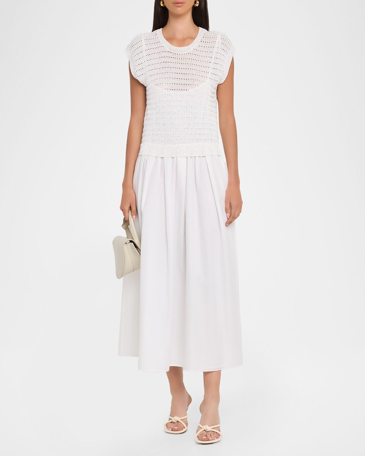 Peserico Tricot Open-Knit Mixed Media Midi-Dress | Thumbnail 5 Peserico Tricot Open-Knit Mixed Media Midi-Dress | Thumbnail 5