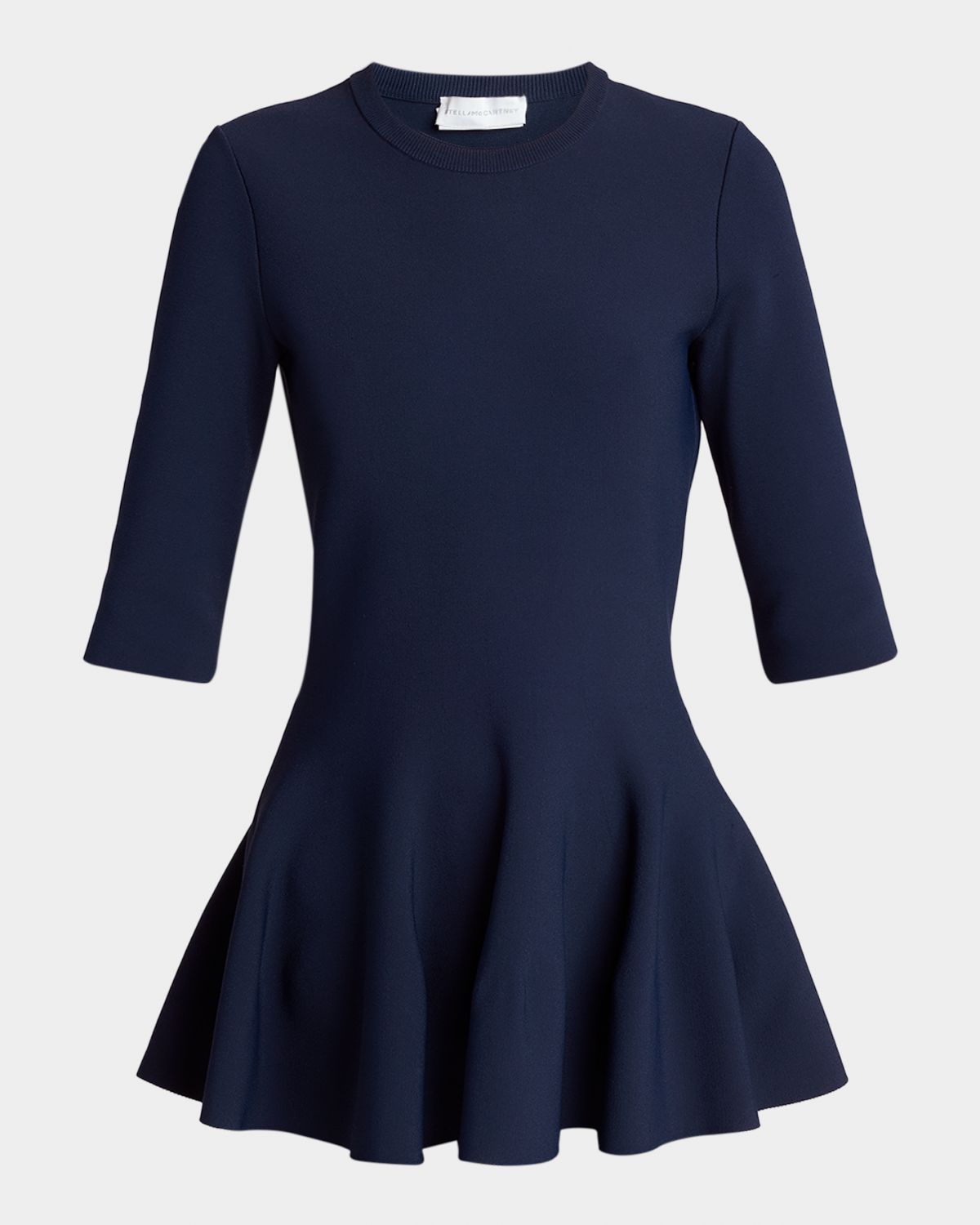 Stella McCartney Elbow-Sleeve Compact Knit Peplum Top