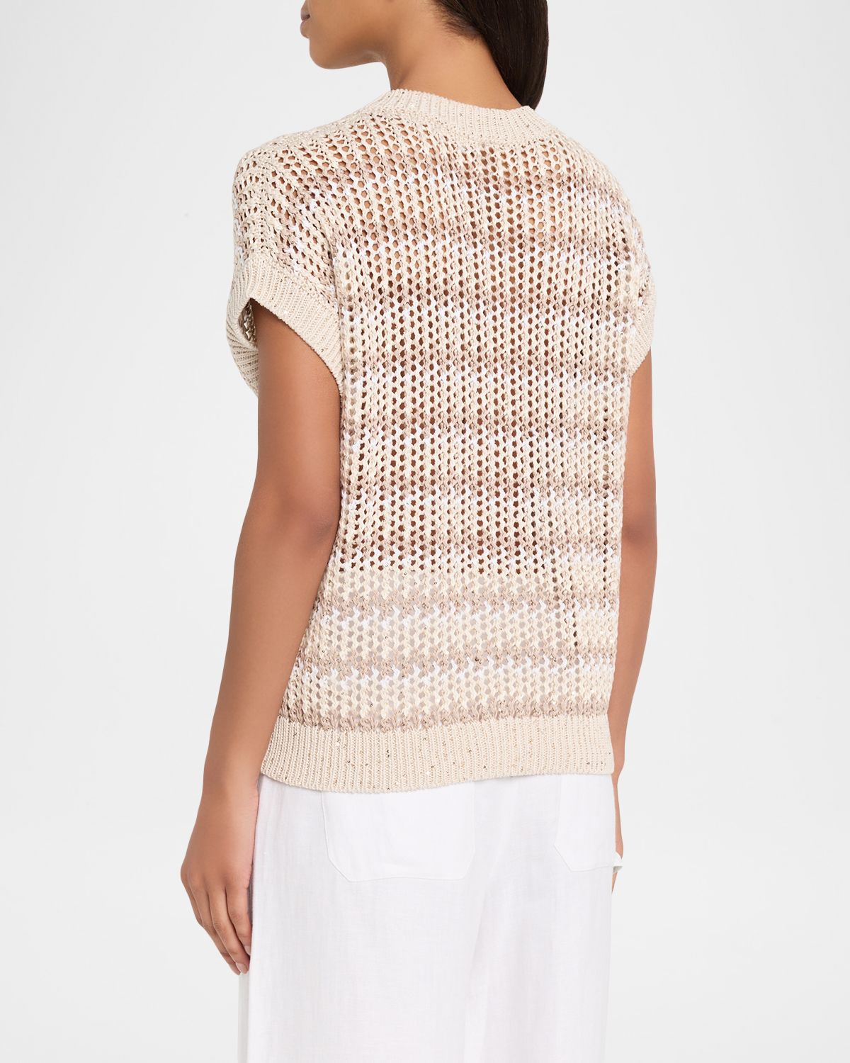 Peserico Tricot Open-Knit Striped Linen Sweater | Thumbnail 3 Peserico Tricot Open-Knit Striped Linen Sweater | Thumbnail 3