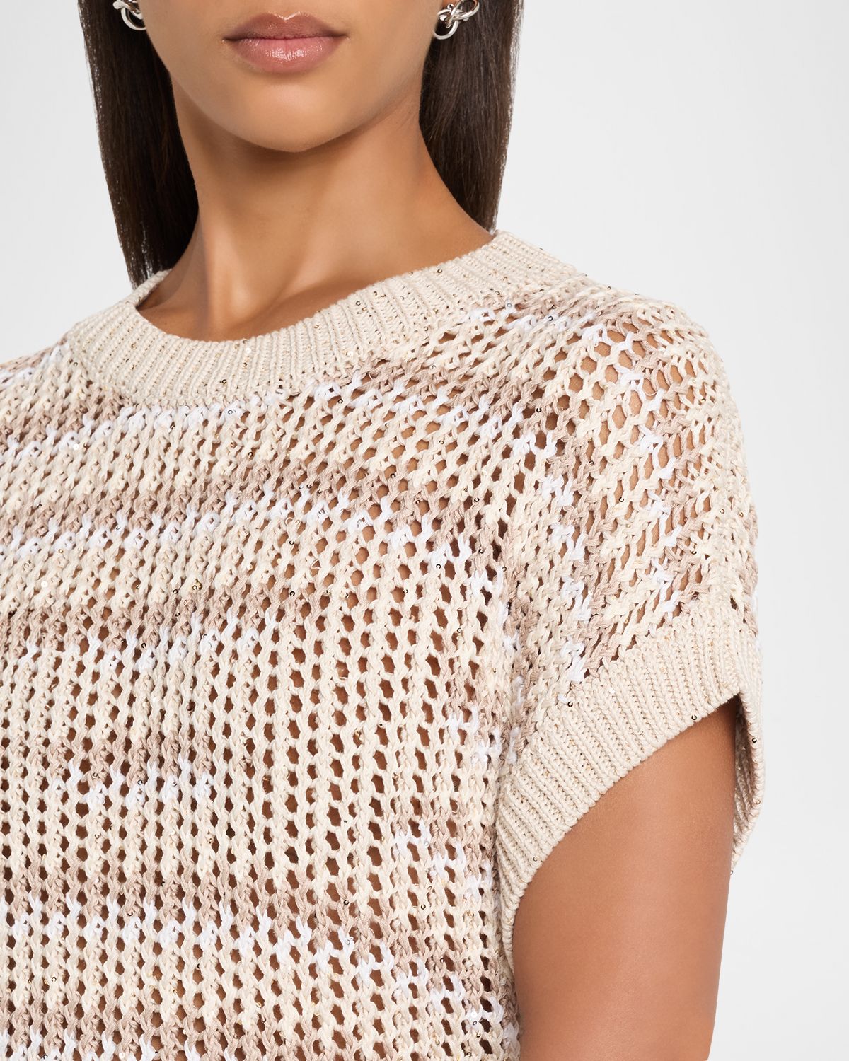 Peserico Tricot Open-Knit Striped Linen Sweater | Thumbnail 5 Peserico Tricot Open-Knit Striped Linen Sweater | Thumbnail 5