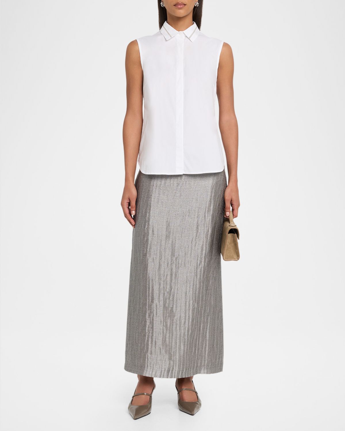 Peserico Gonna Donna Metallic Linen Midi-Skirt | Thumbnail 5 Peserico Gonna Donna Metallic Linen Midi-Skirt | Thumbnail 5