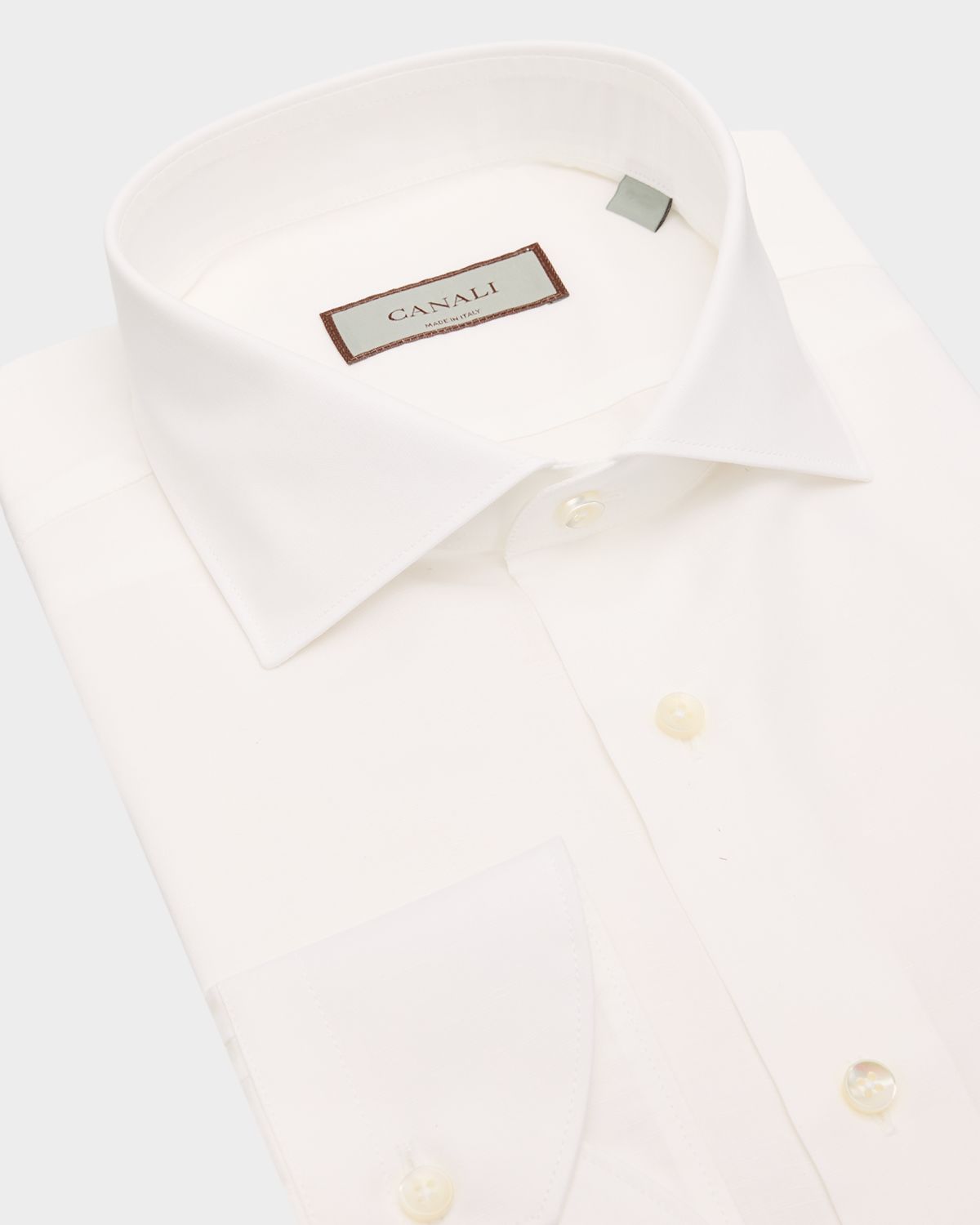 Canali Men 's Cotton and Linen Solid Dress Shirt