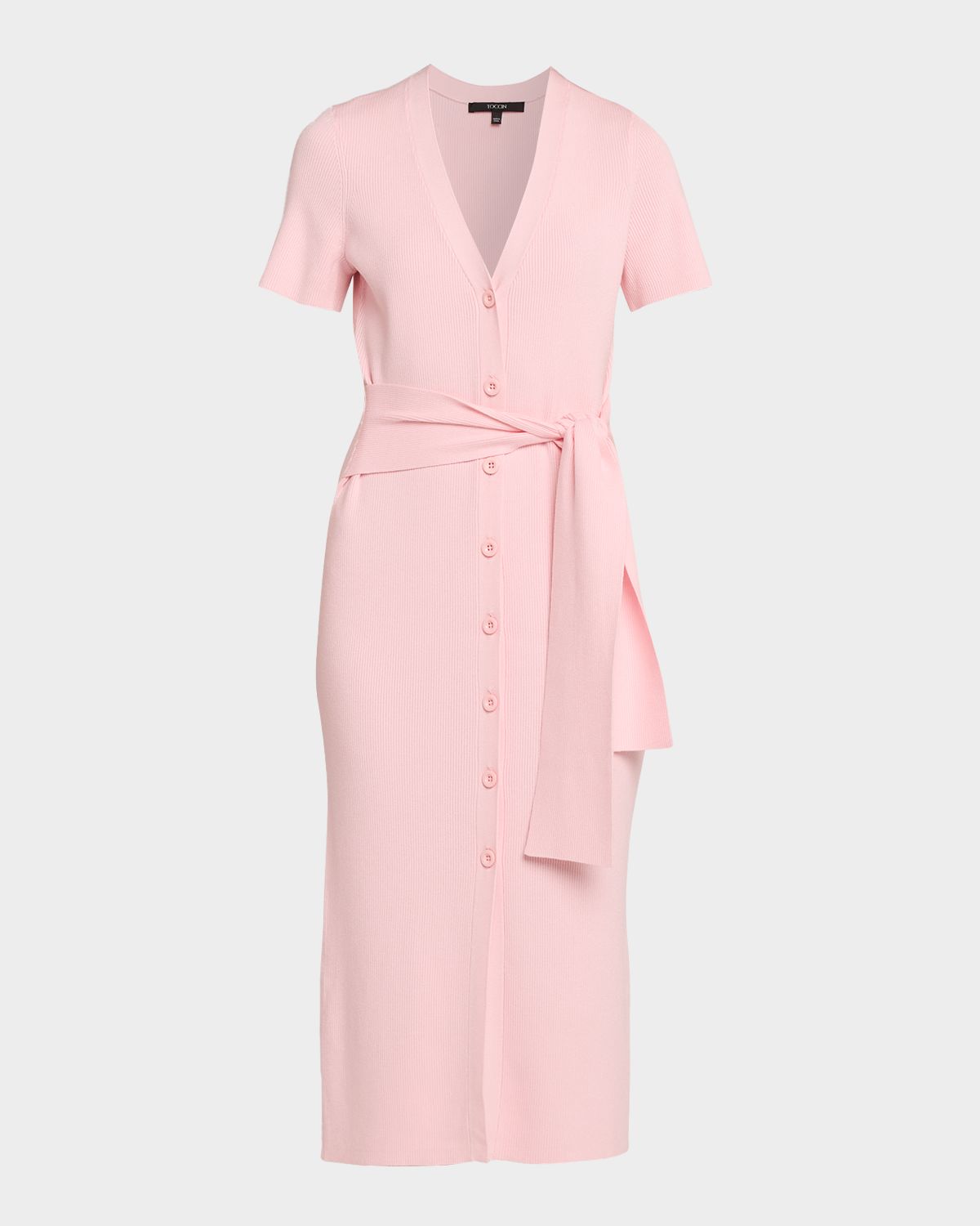 Toccin Agnes Ribbed Tie-Front Shirtdress