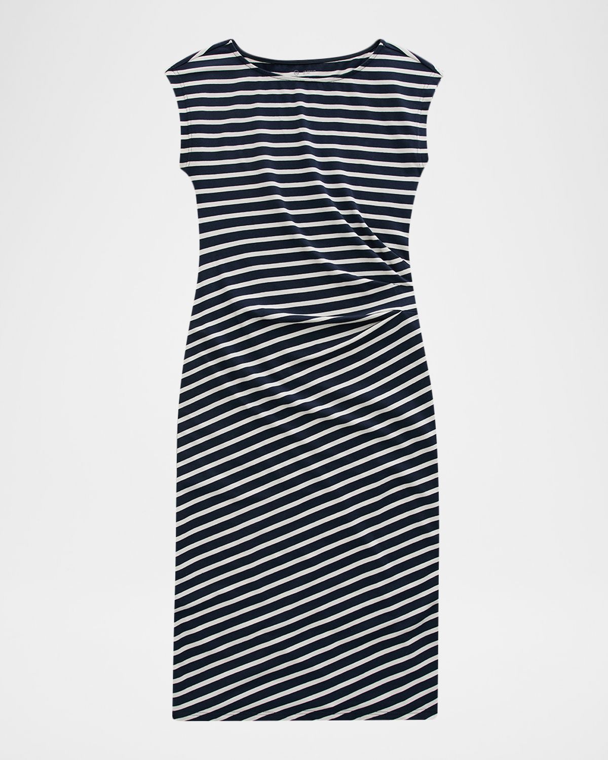AG Jeans Aja Cap-Sleeve Striped Jersey Midi Dress