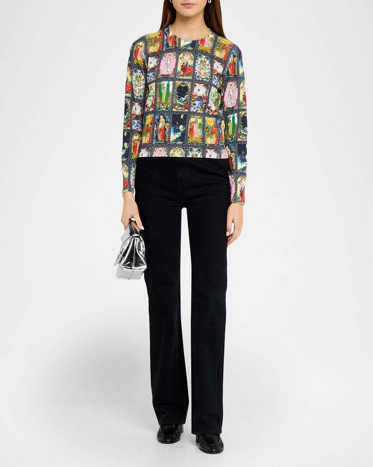 ALICE + OLIVIA Carolee Tarot Printed Crewneck Sweater