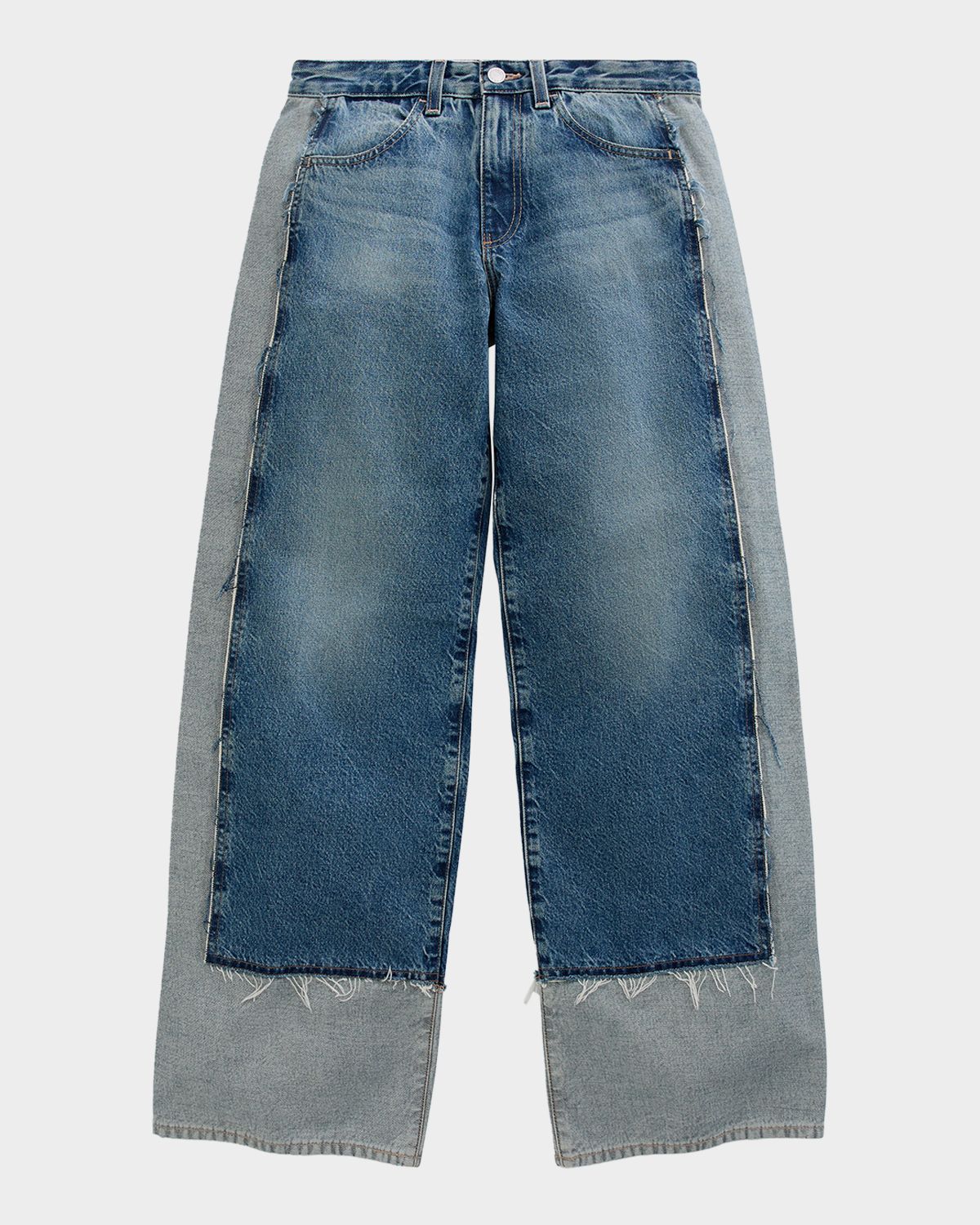 AG Jeans Adria Wide-Leg Colorblock Rigid Denim Jeans