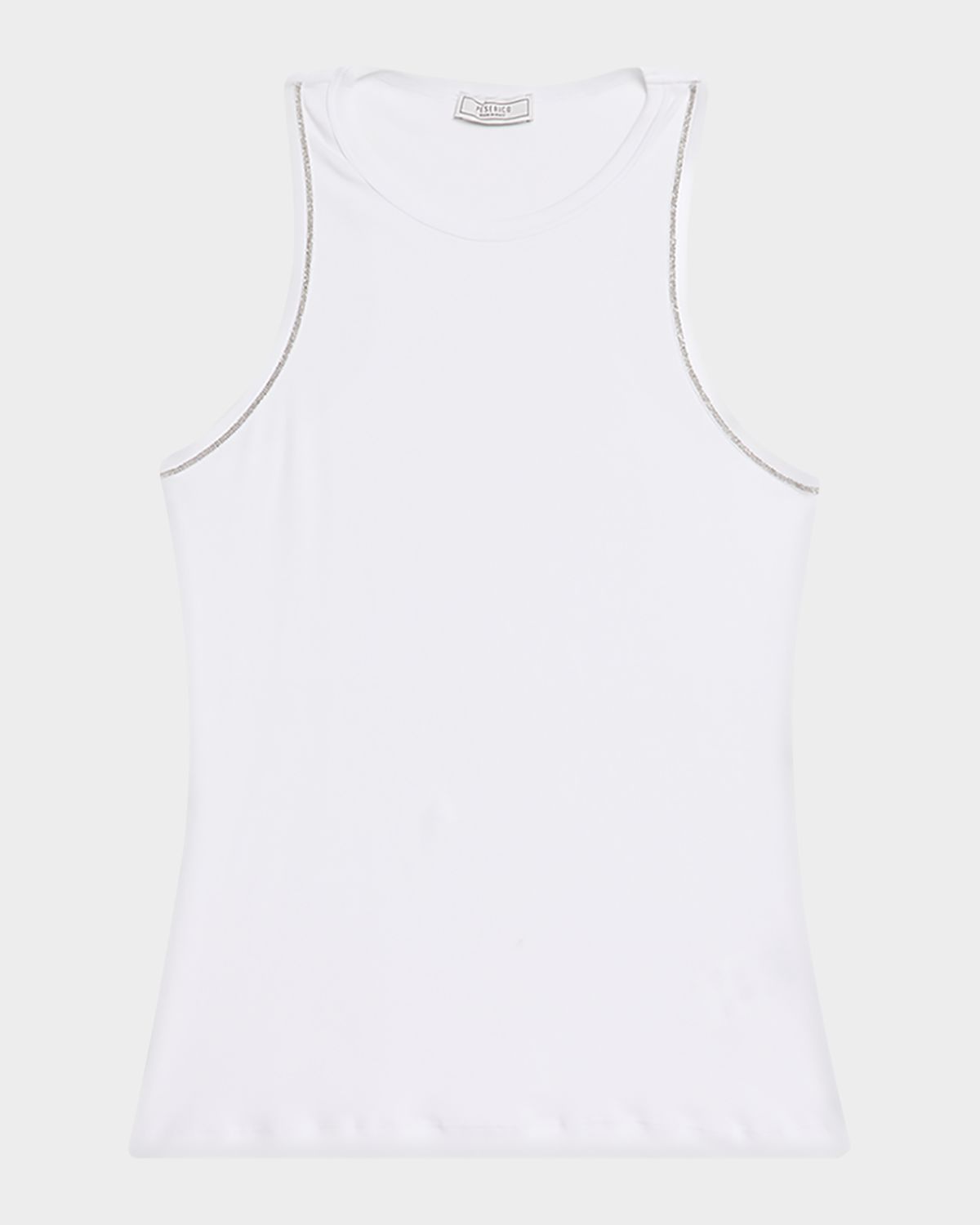 Peserico Crewneck Stretch Linen-Cotton Tank Top