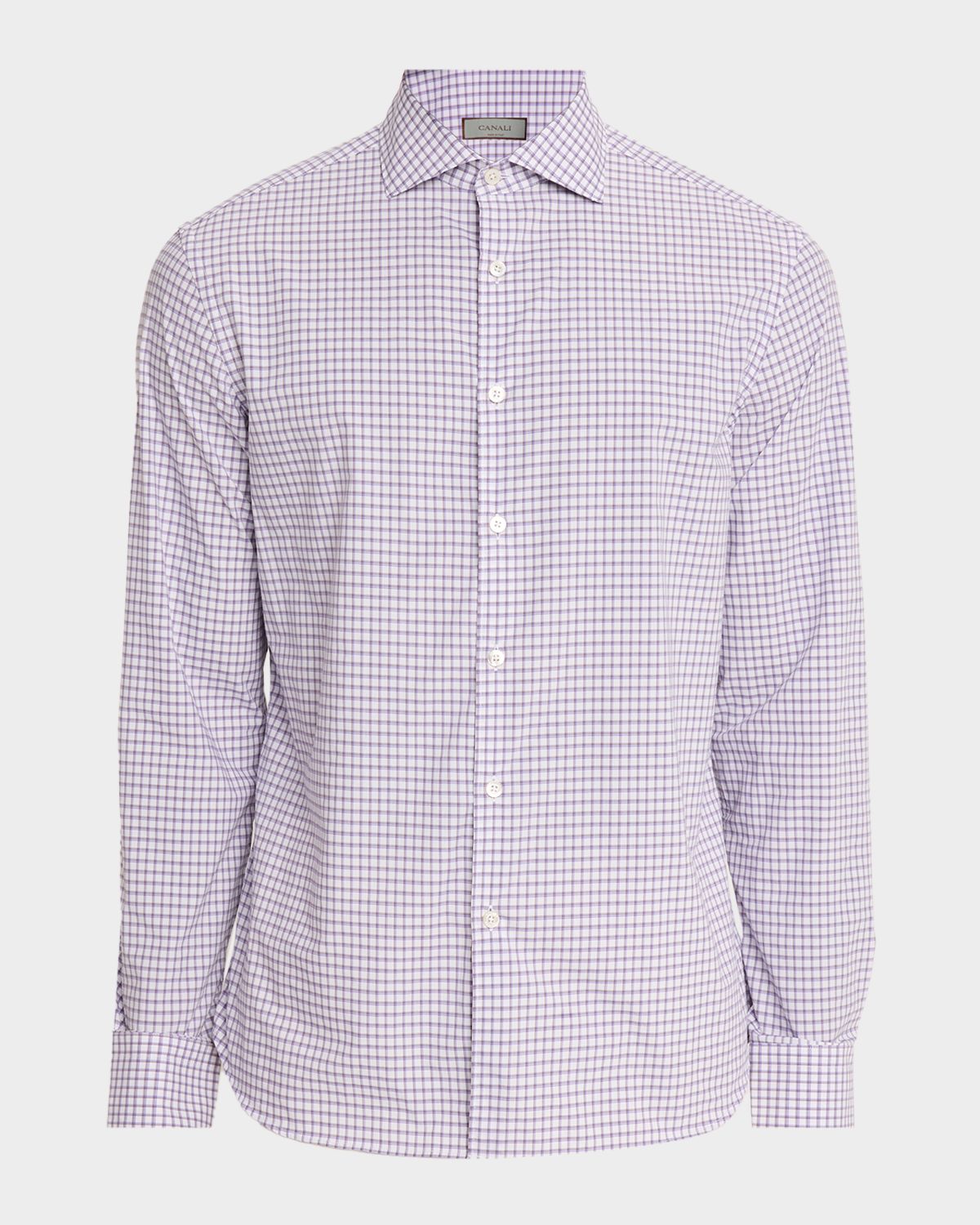 Canali Men 's Grid Check Cotton Sport Shirt