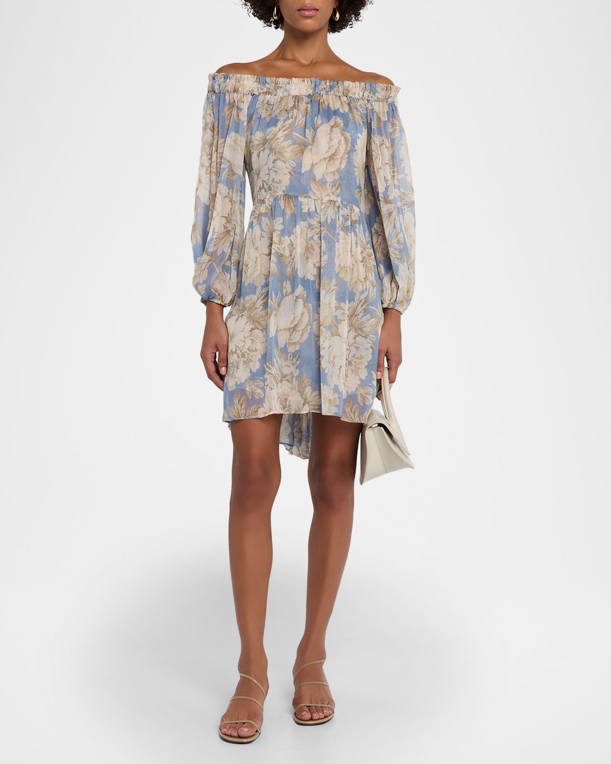 MISA Los Angeles Millie Peony Chiffon Off-Shoulder Mini Dress