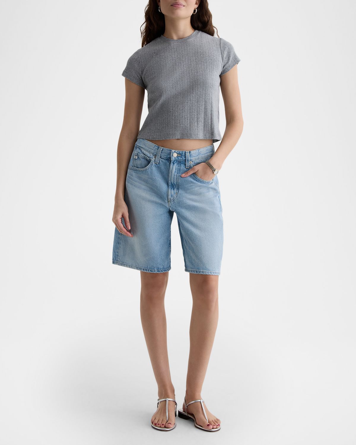 AG Jeans Hattie Wide-Leg Rigid Denim Shorts