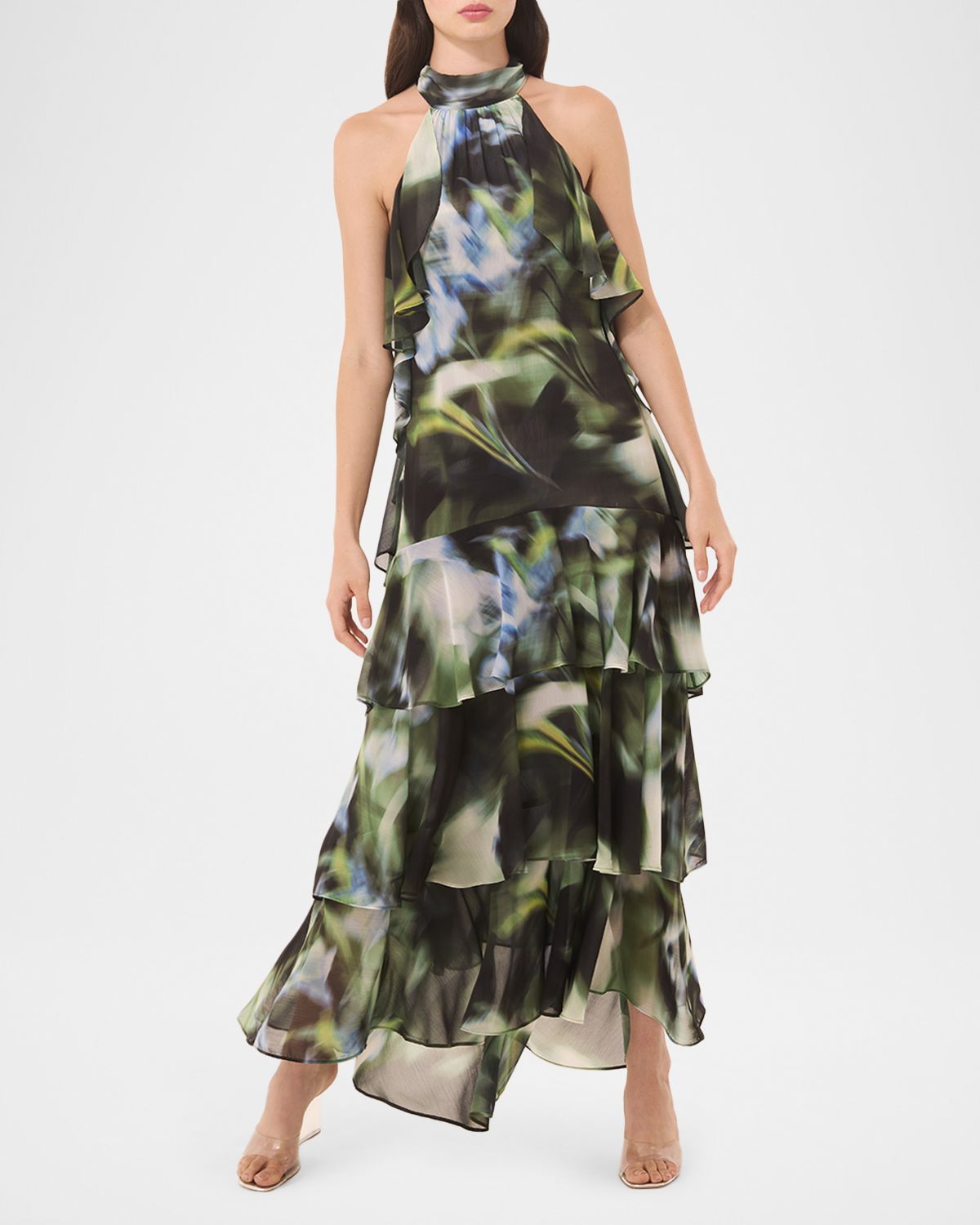 MISA Los Angeles Calissa Ruffled Chiffon High-Low Dress