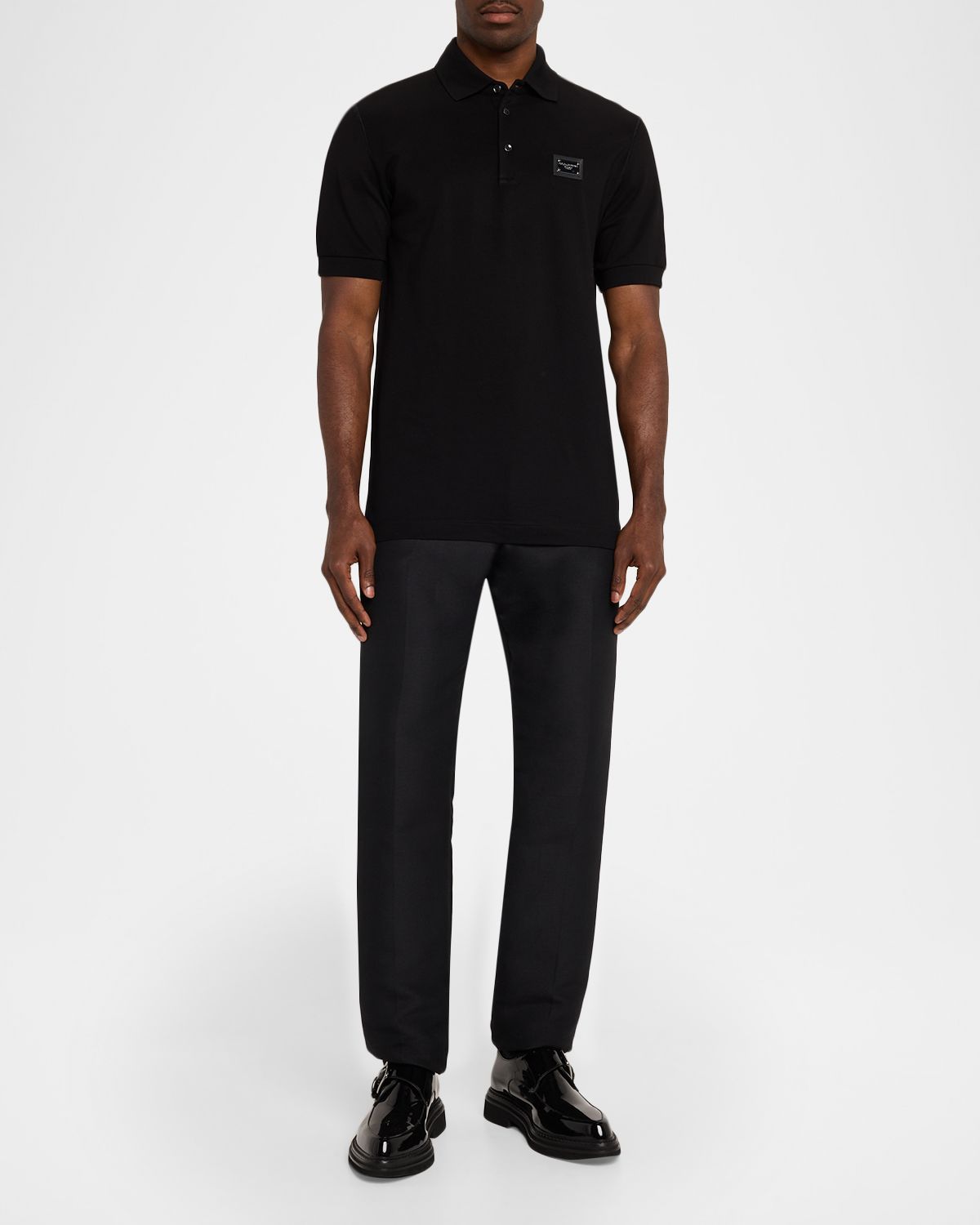 Dolce & Gabbana Men 's Cotton Pique Polo Shirt with Branded Tag