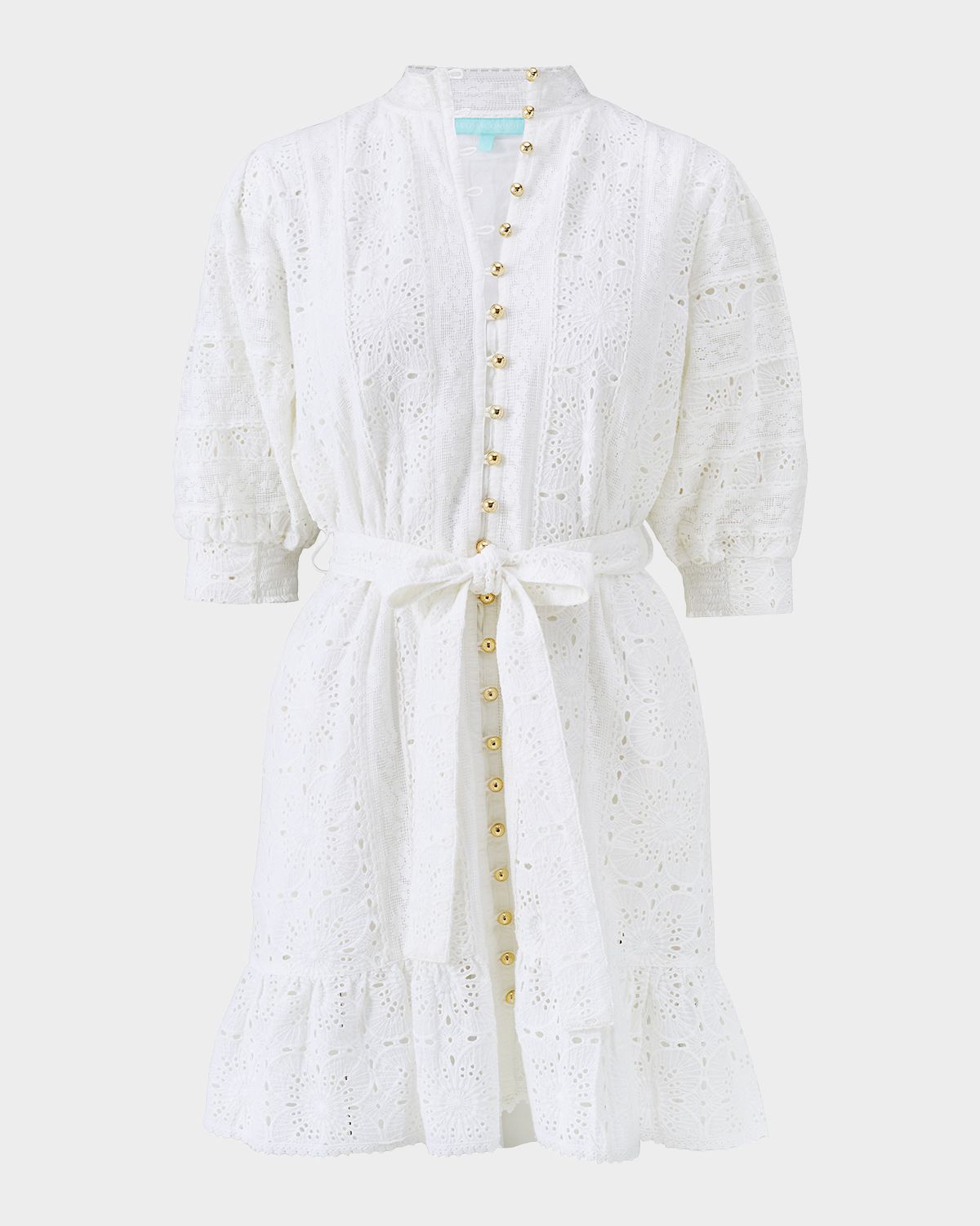 Melissa Odabash Reagan Eyelet Button-Front Mini Dress