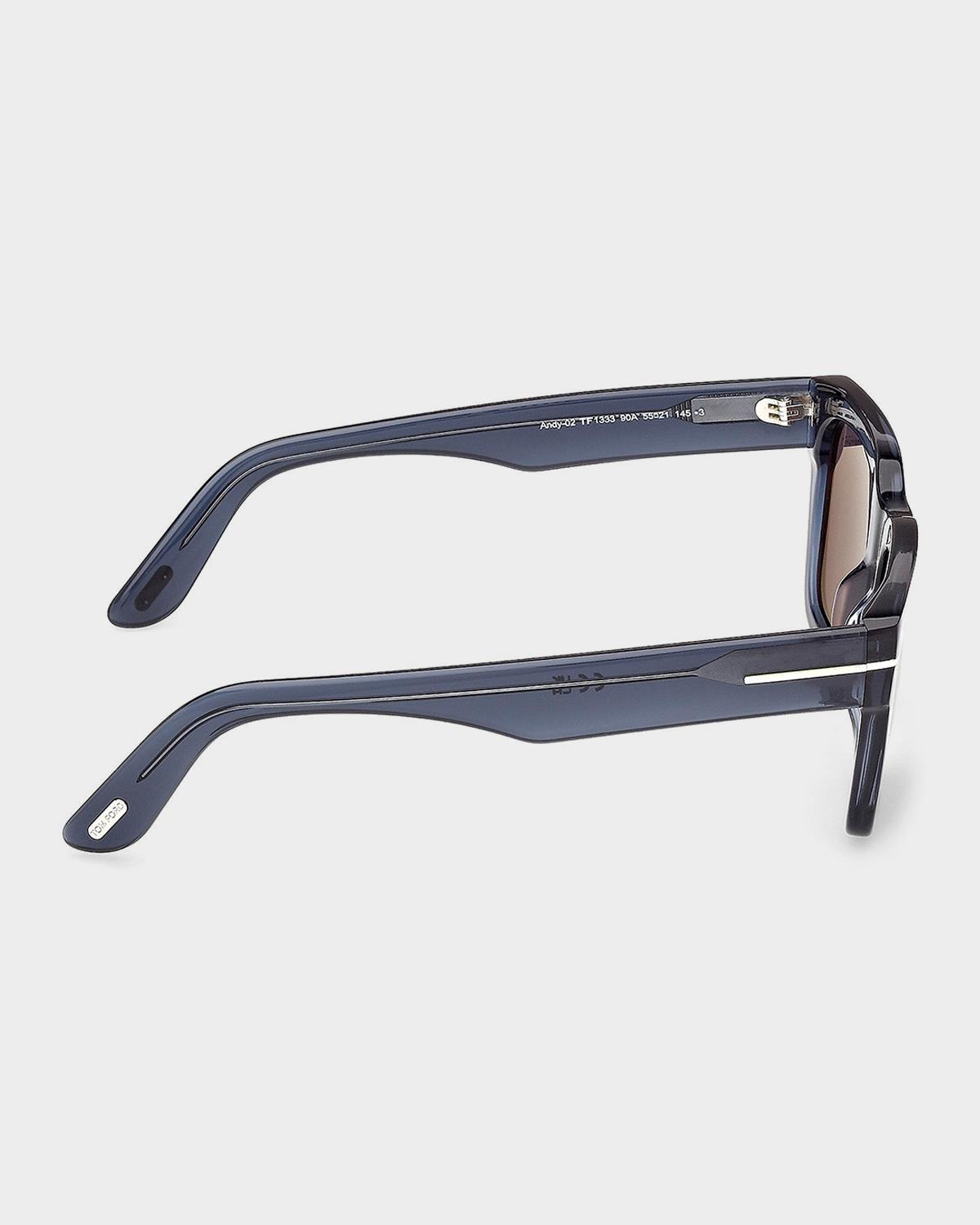 TOM FORD Men's Andy 02 55mm Square Acetate Sunglasses | Thumbnail 4 TOM FORD Men's Andy 02 55mm Square Acetate Sunglasses | Thumbnail 4