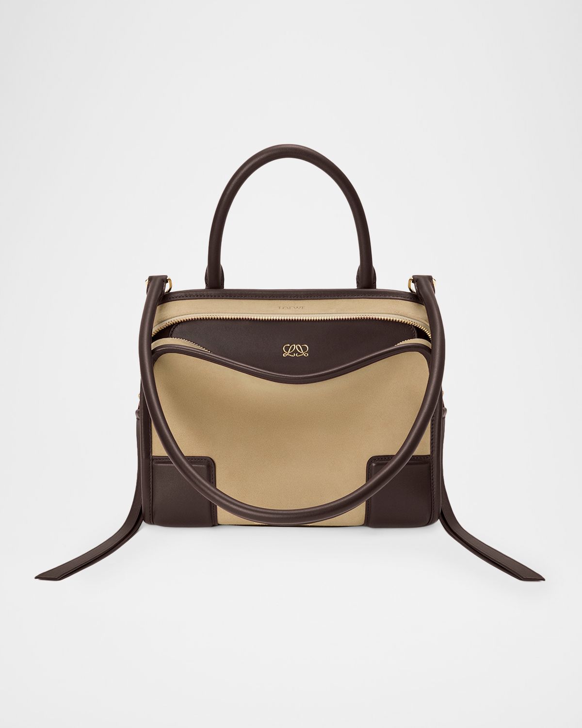 Loewe Amazona 180 Top-Handle Bag in Suede & Leather