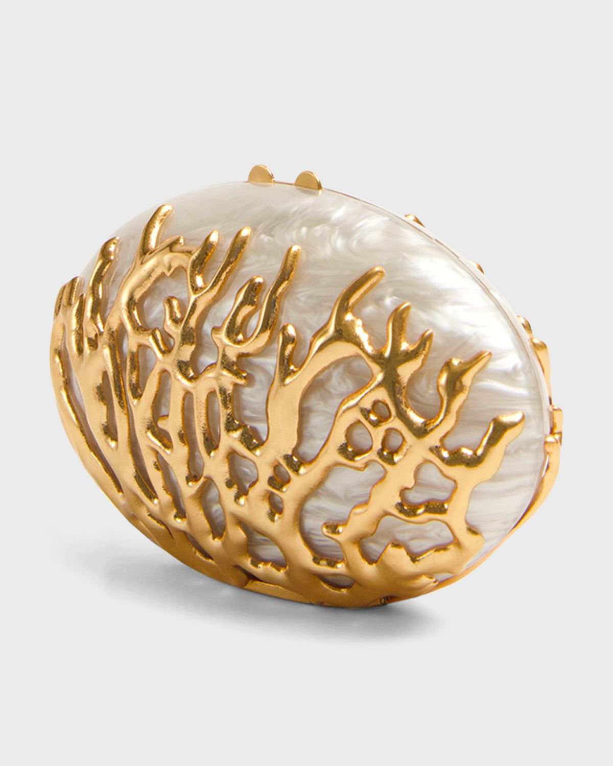 SIMKHAI Dylan Coral Acrylic Minaudiere Clutch Bag