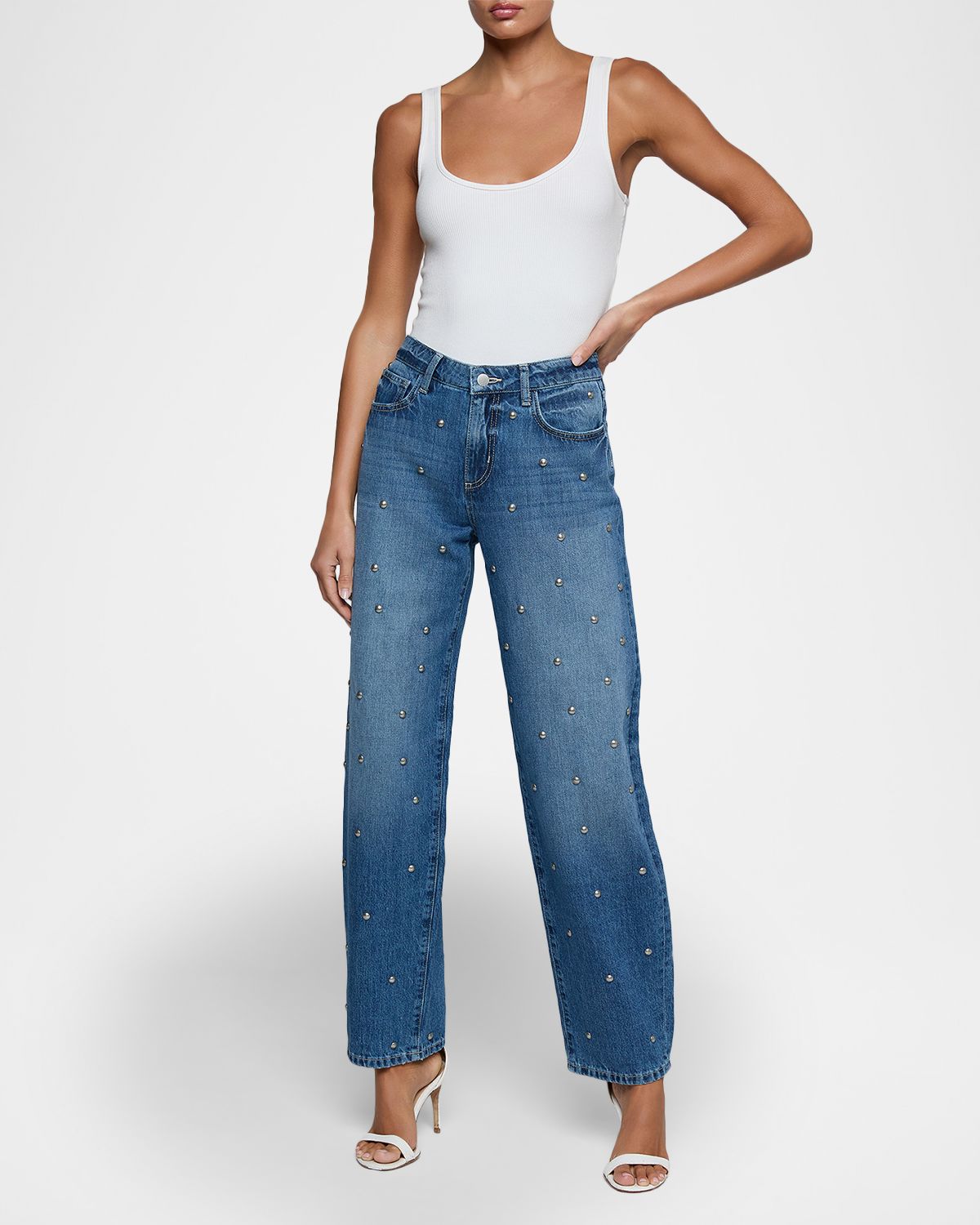 L 'Agence Bex High-Rise Studded Rodeo Jeans