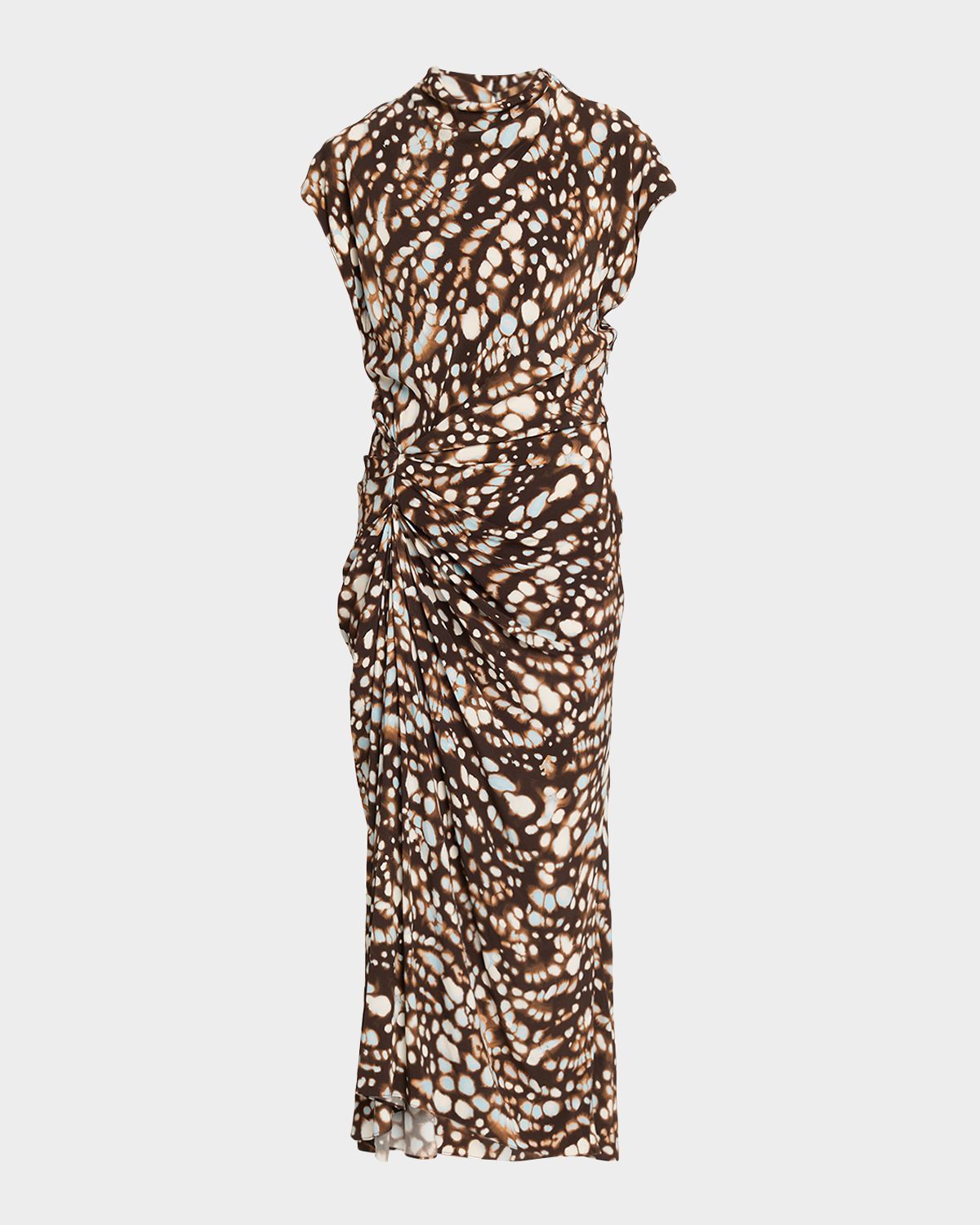 A.L.C. Alma Ruched Viscose Twill Midi Dress | Thumbnail 6