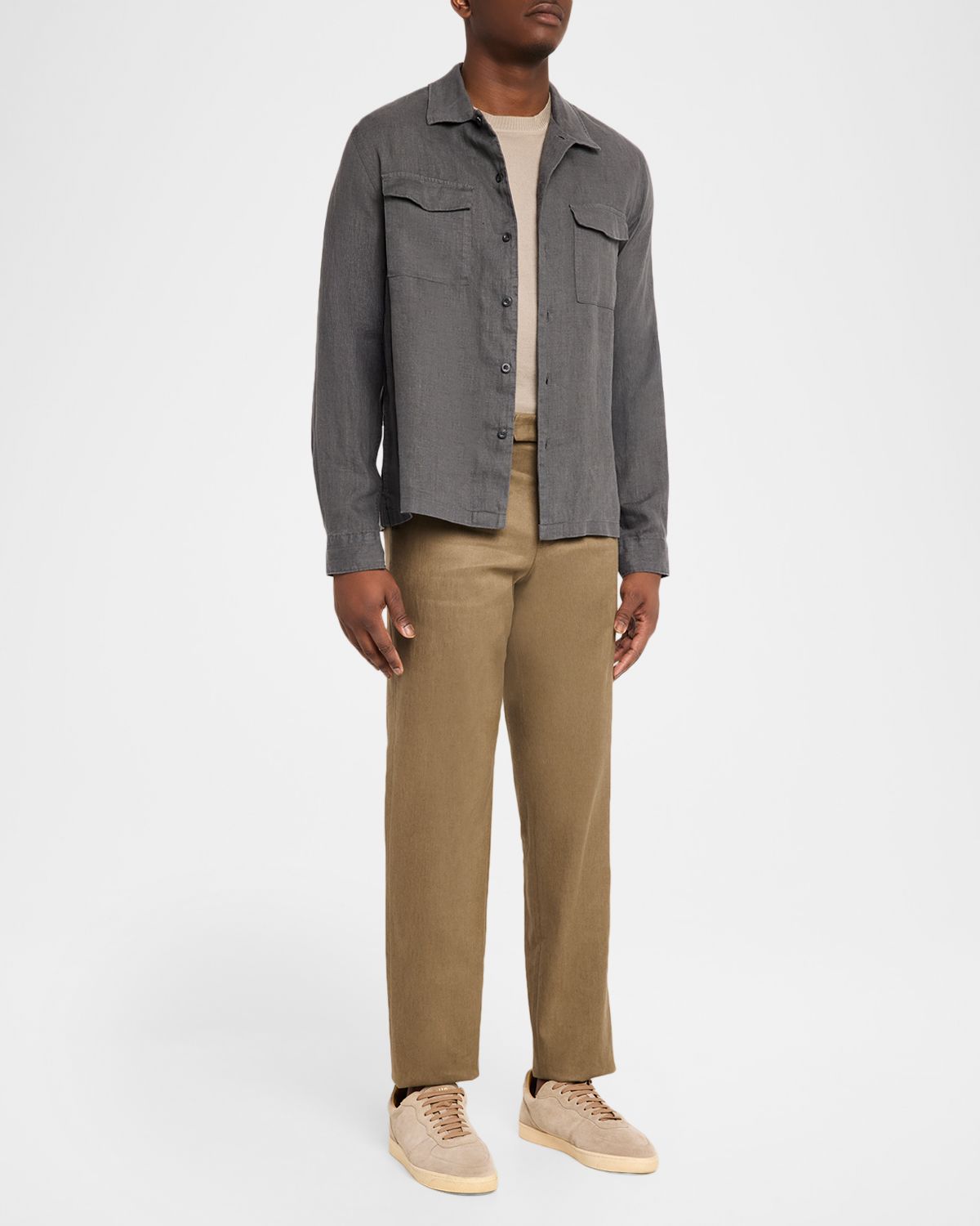 Vince Men 's Linen Garage Button-Down Shirt