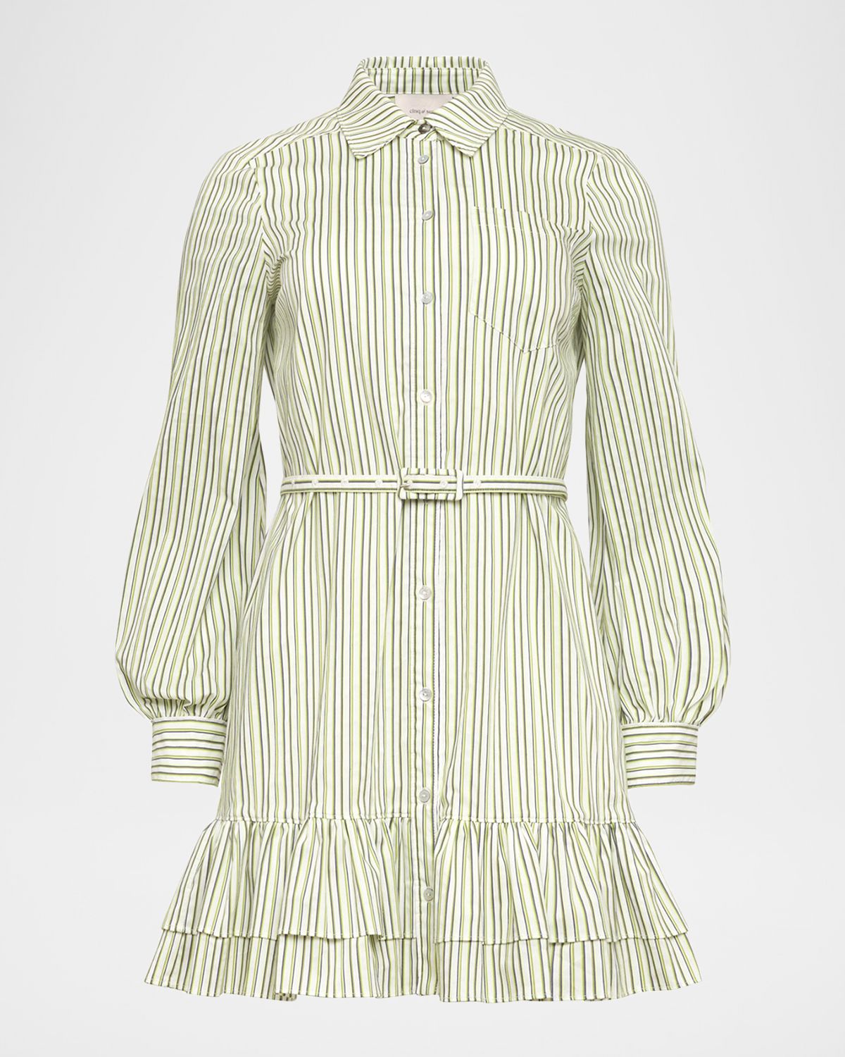 Cinq a Sept Sophie Striped Belted Mini Shirtdress