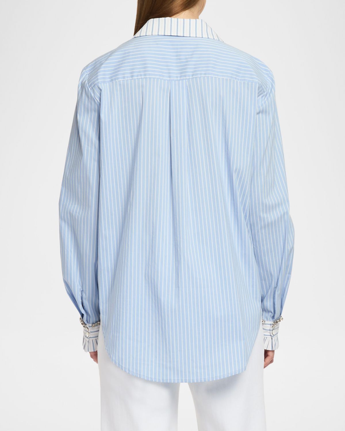 Cinq a Sept Dorsia Crystal-Embellished Pinstripe Button-Front Shirt