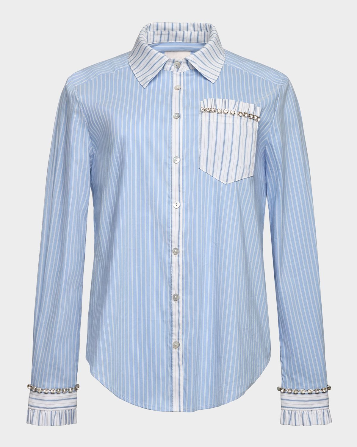 Cinq a Sept Dorsia Crystal-Embellished Pinstripe Button-Front Shirt