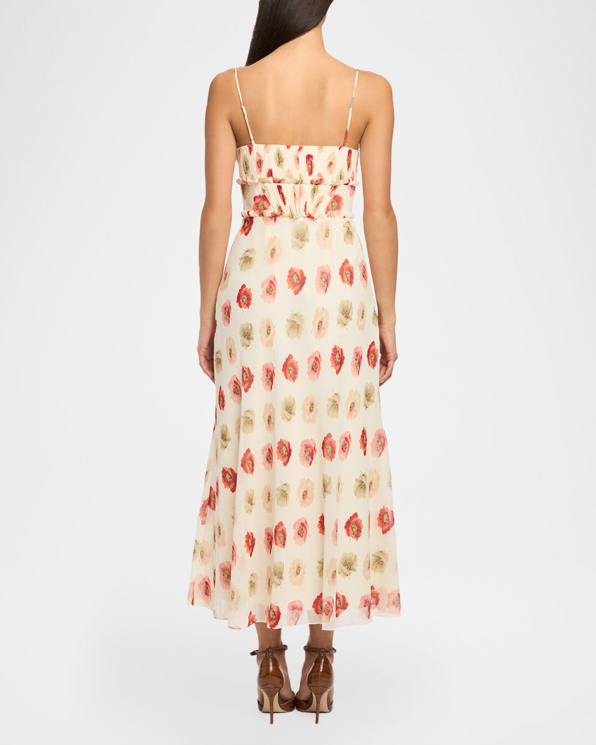 Cinq a Sept Floating Poppies Ruffle-Trim Sleeveless Midi Dress | Thumbnail 2