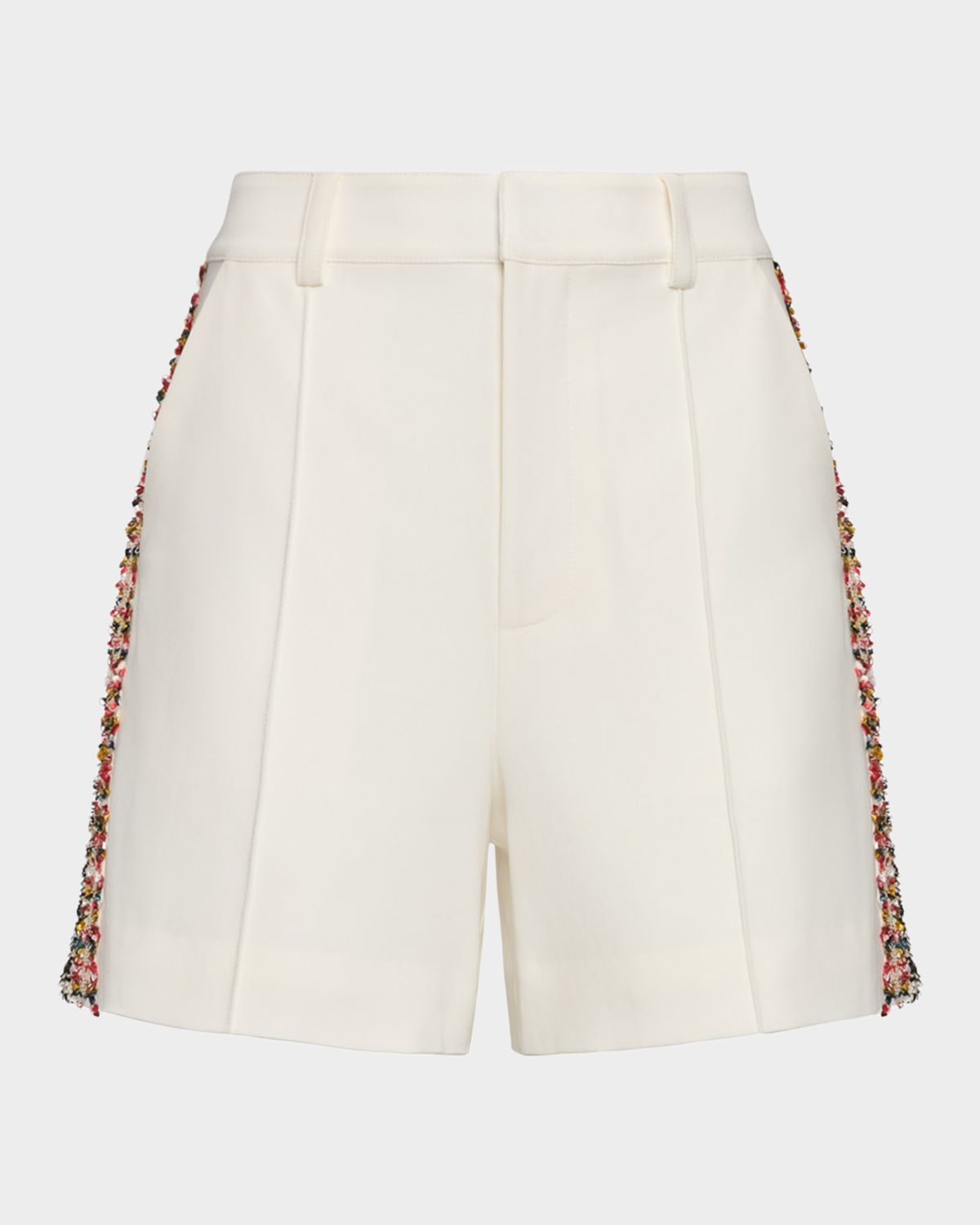 Cinq a Sept Lynn Tweed-Embellished Crepe Shorts