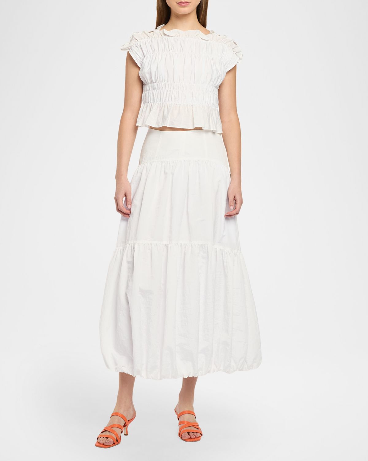 Cinq a Sept Evalina Smocked Crop Top