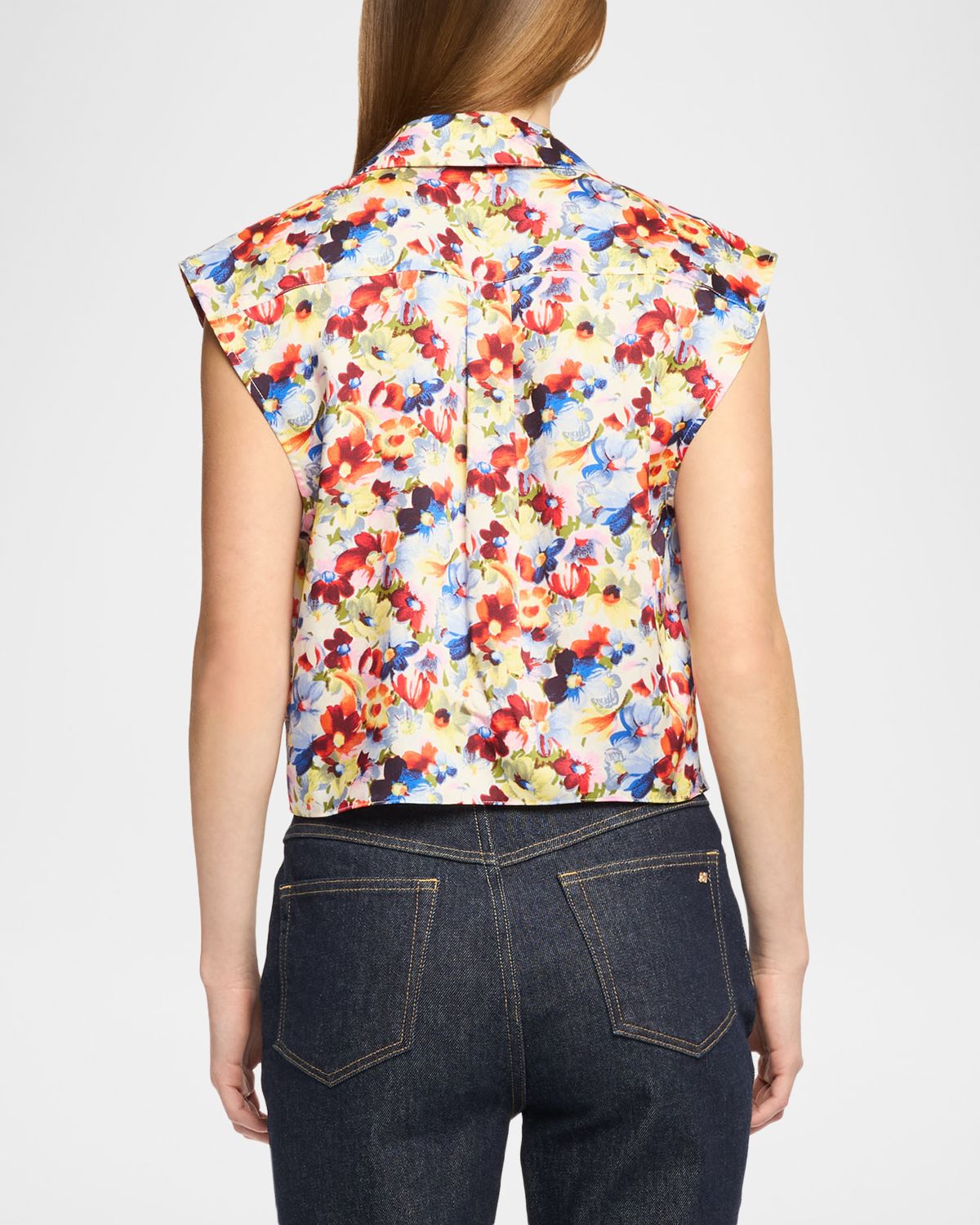 Cinq a Sept Wildflower Bunch Sleeveless Front-Tie Top