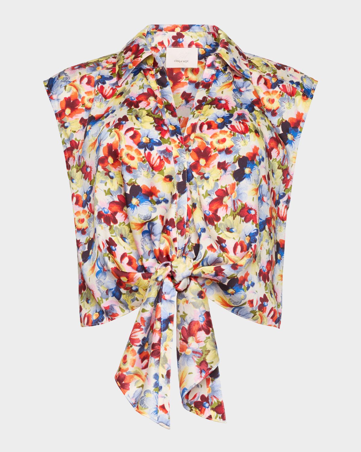 Cinq a Sept Wildflower Bunch Sleeveless Front-Tie Top