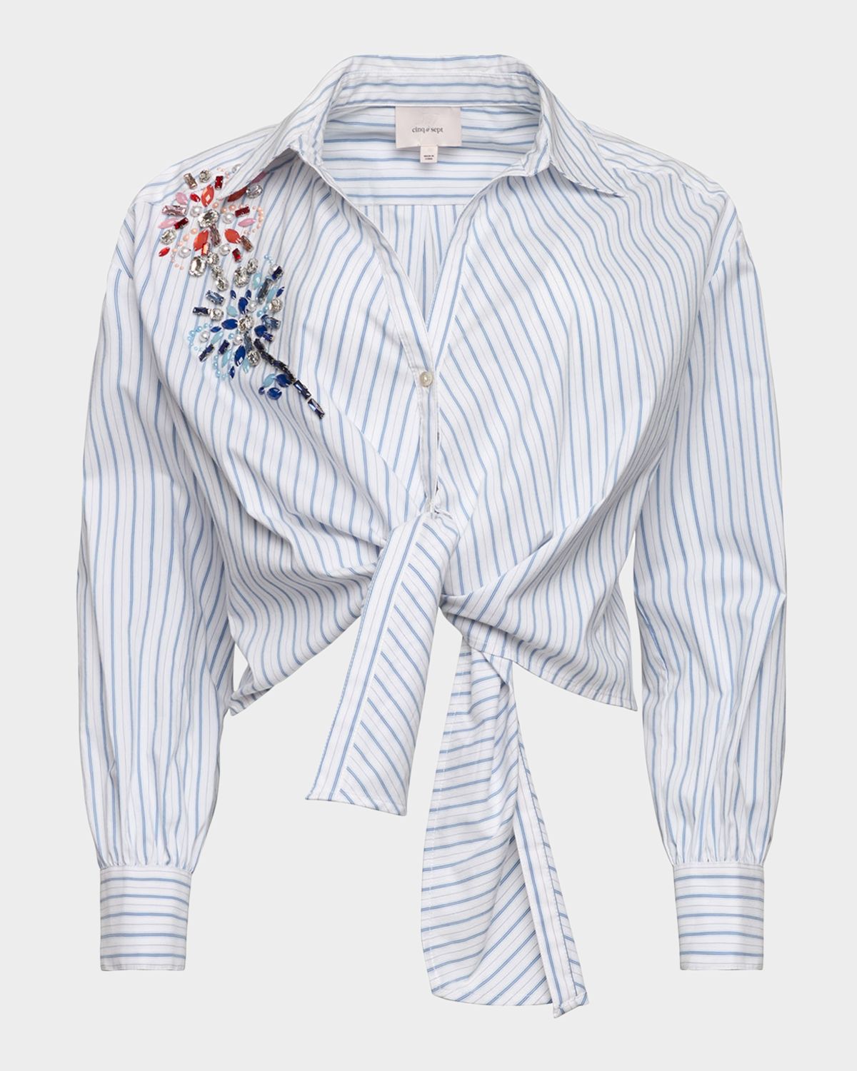 Cinq a Sept Twilight Spark Marianna Rhinestone Tie-Hem Shirt