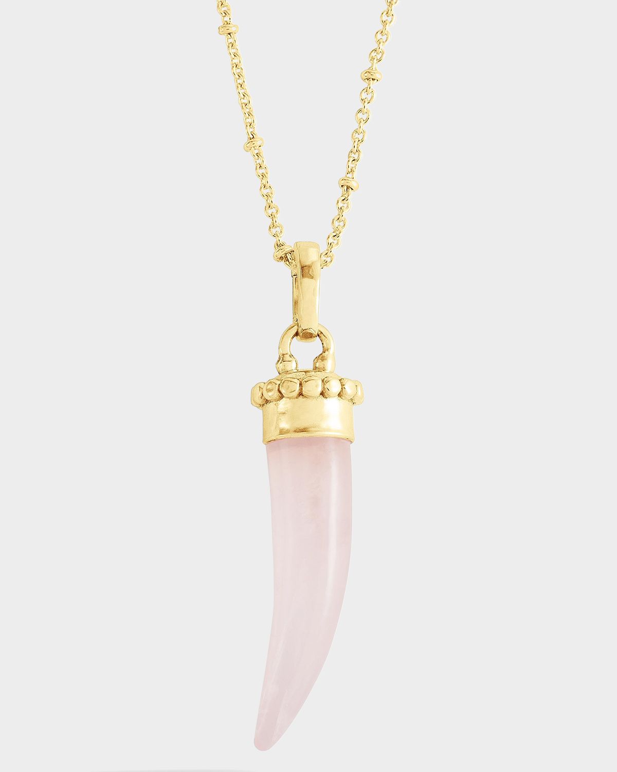 Anabel Aram Jewelry Milos Stone Horn Charm, Rose Quartz