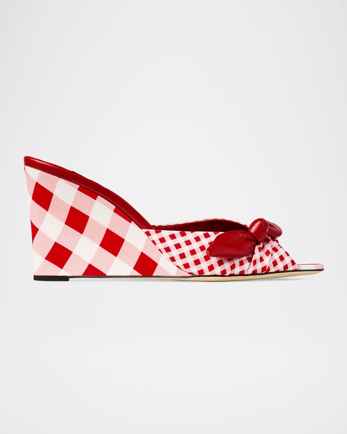 Jimmy Choo 85mm Livi Mixed Gingham Wedge Mules