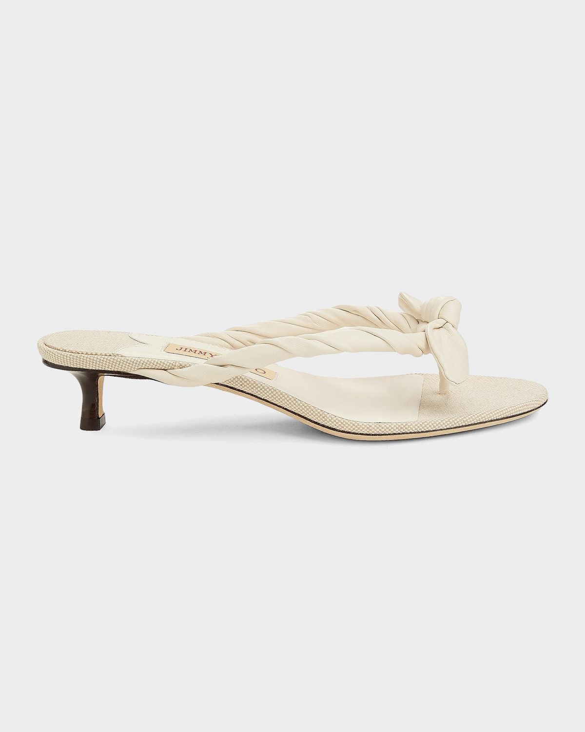Jimmy Choo 35mm Liss Leather Bow Kitten-Heel Sandals