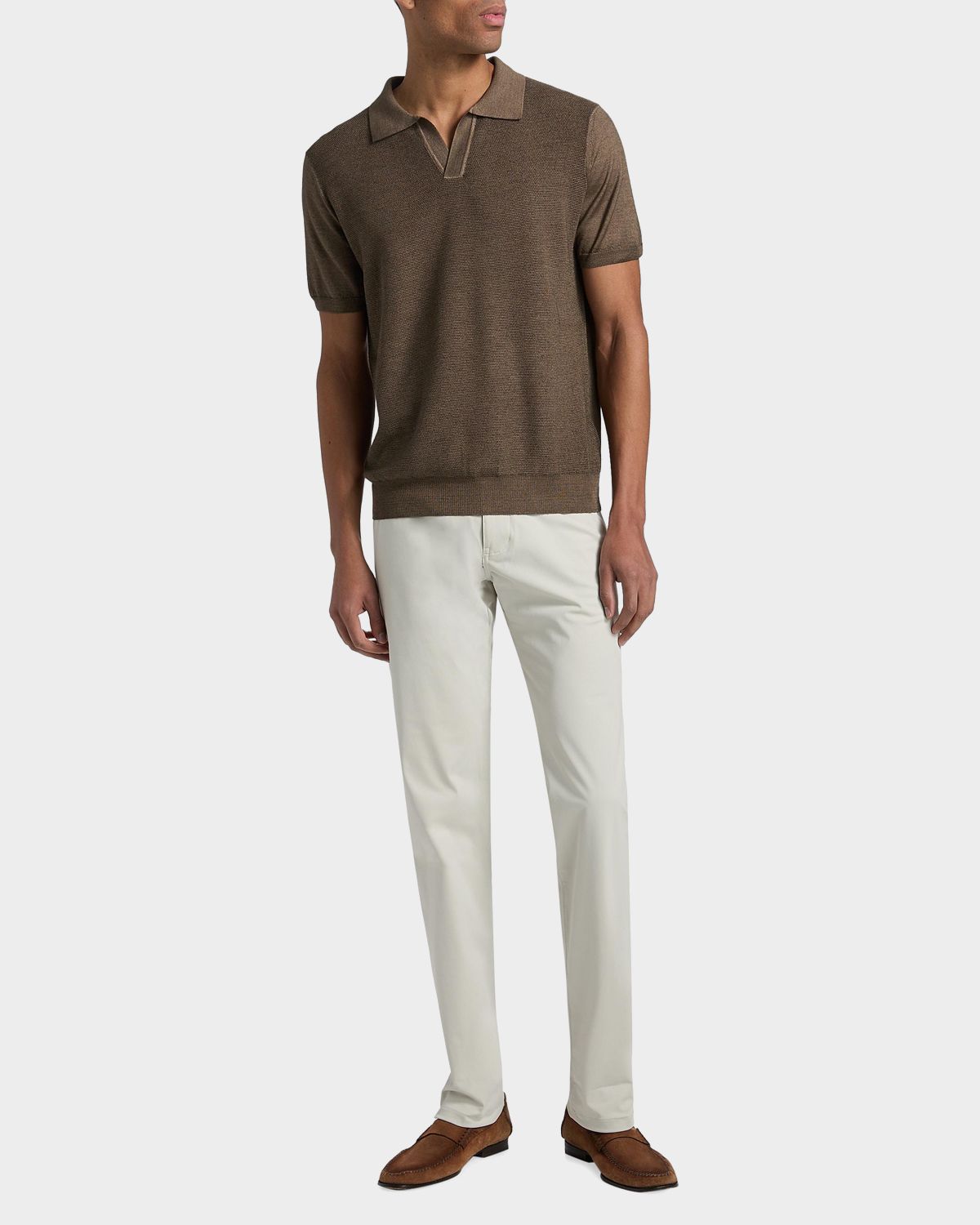 Canali Men 's Textured Wool Polo Shirt | Thumbnail 7 Canali Men 's Textured Wool Polo Shirt | Thumbnail 7