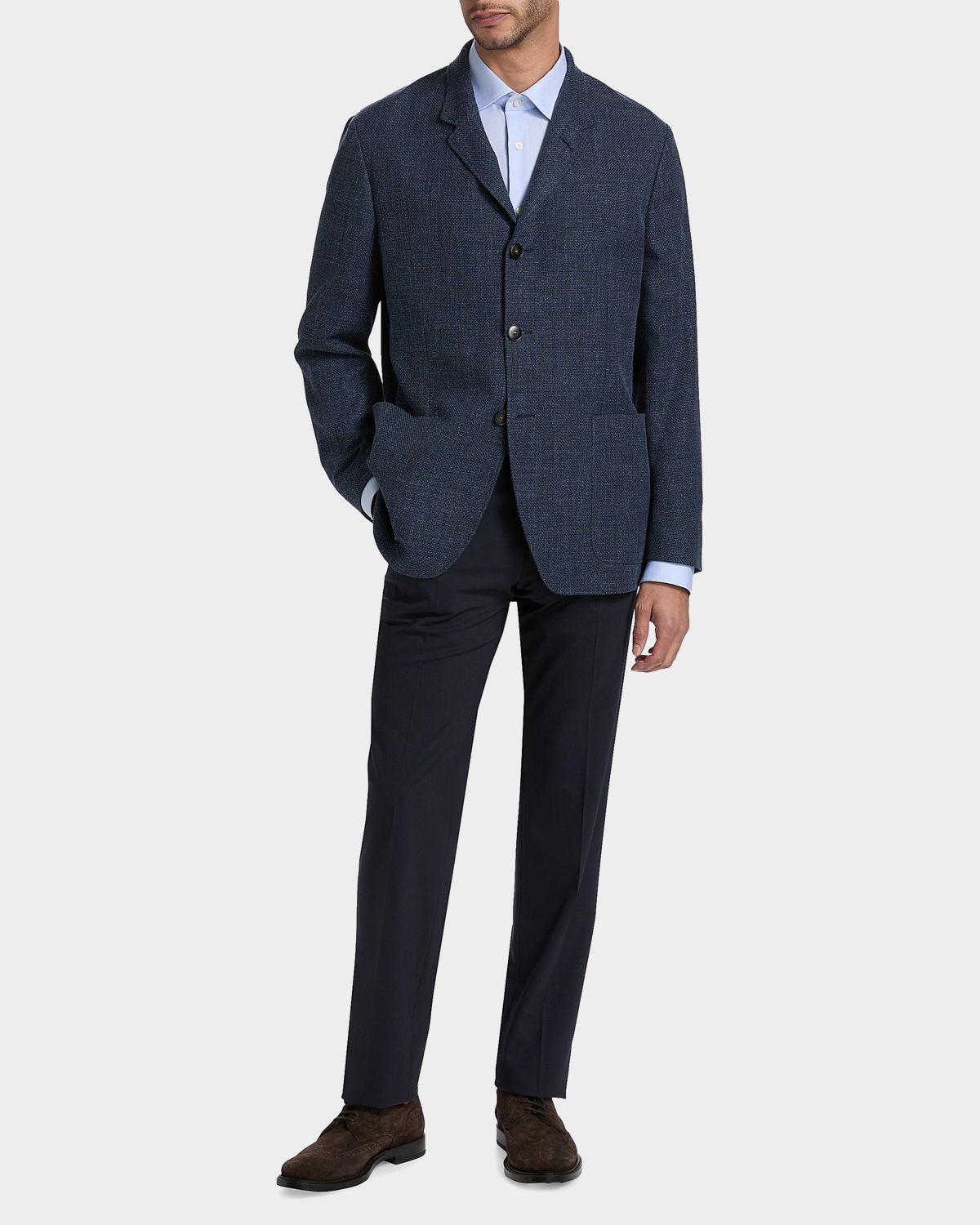 Canali Men 's Cotton Hopsack Stand-Collar Chore Jacket | Thumbnail 7 Canali Men 's Cotton Hopsack Stand-Collar Chore Jacket | Thumbnail 7