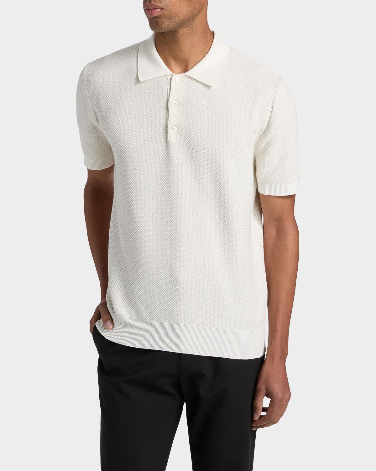 Canali Men 's Piqué-Stitch Cotton Polo Shirt | Thumbnail 4 Canali Men 's Piqué-Stitch Cotton Polo Shirt | Thumbnail 4