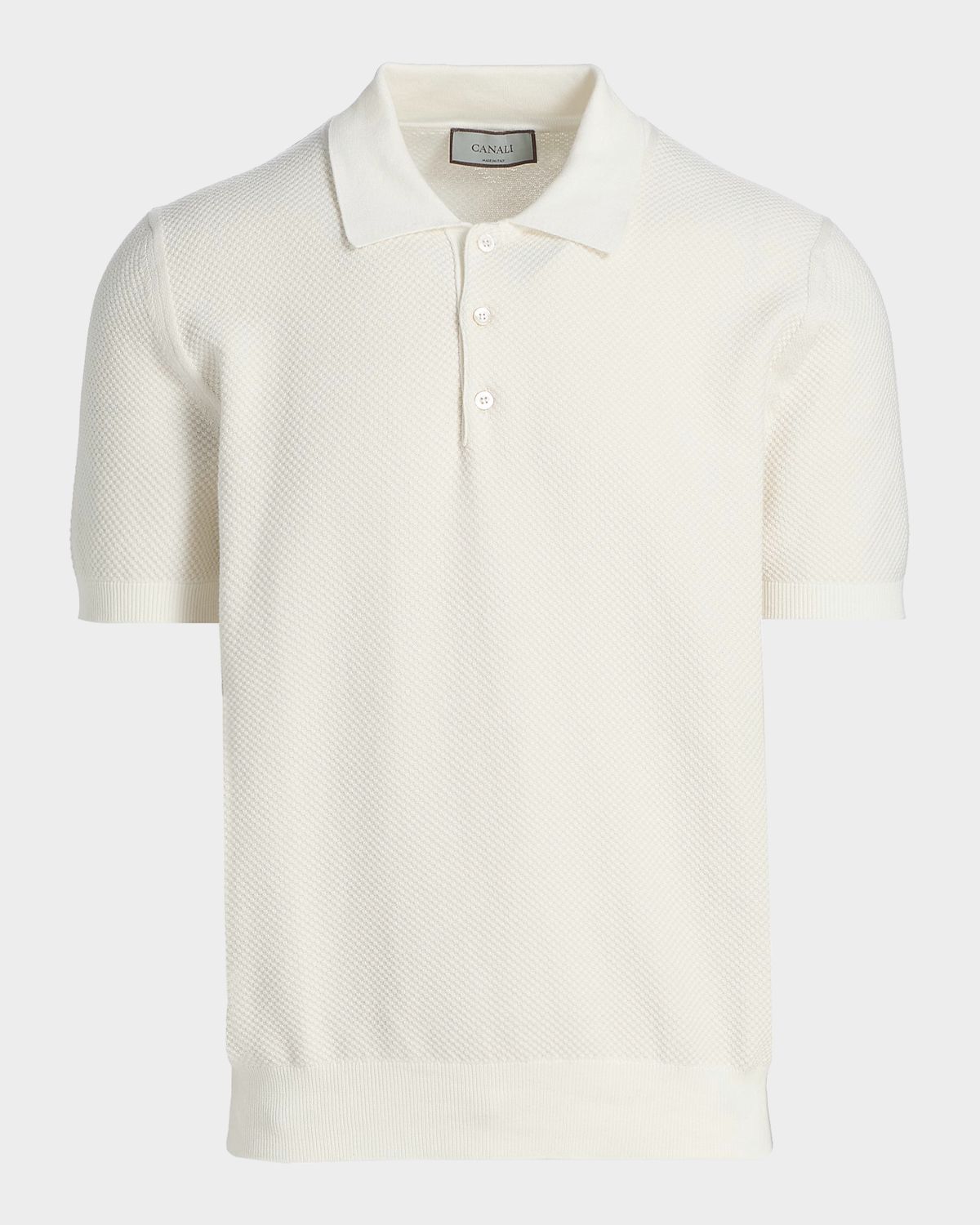 Canali Men 's Piqué-Stitch Cotton Polo Shirt